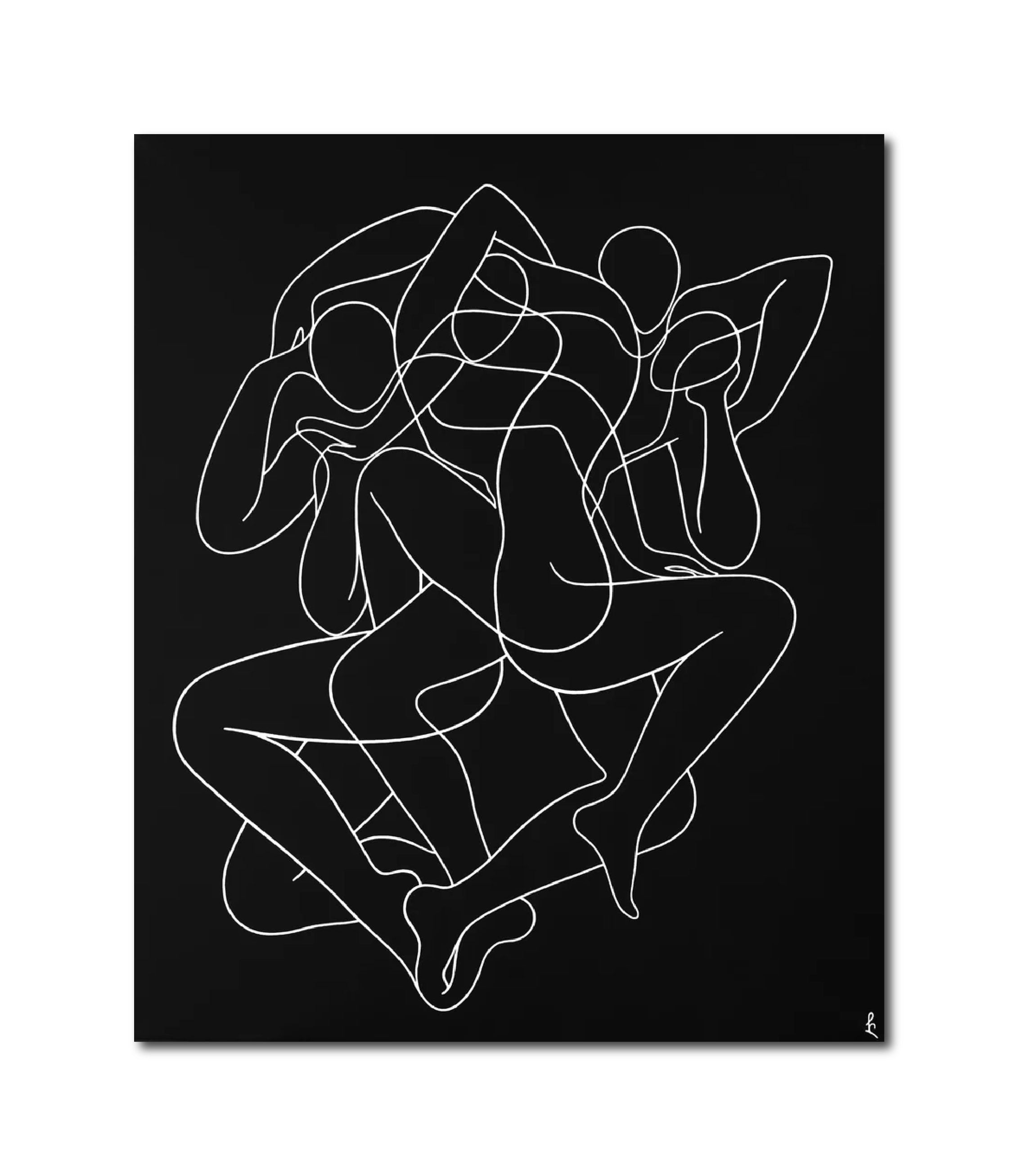 Contemporary Figurative Ink Surrealism 'ELUSIVE DANCE' - Water-based paint markers and matte acrylic on canvas Lia Chechelashvili
