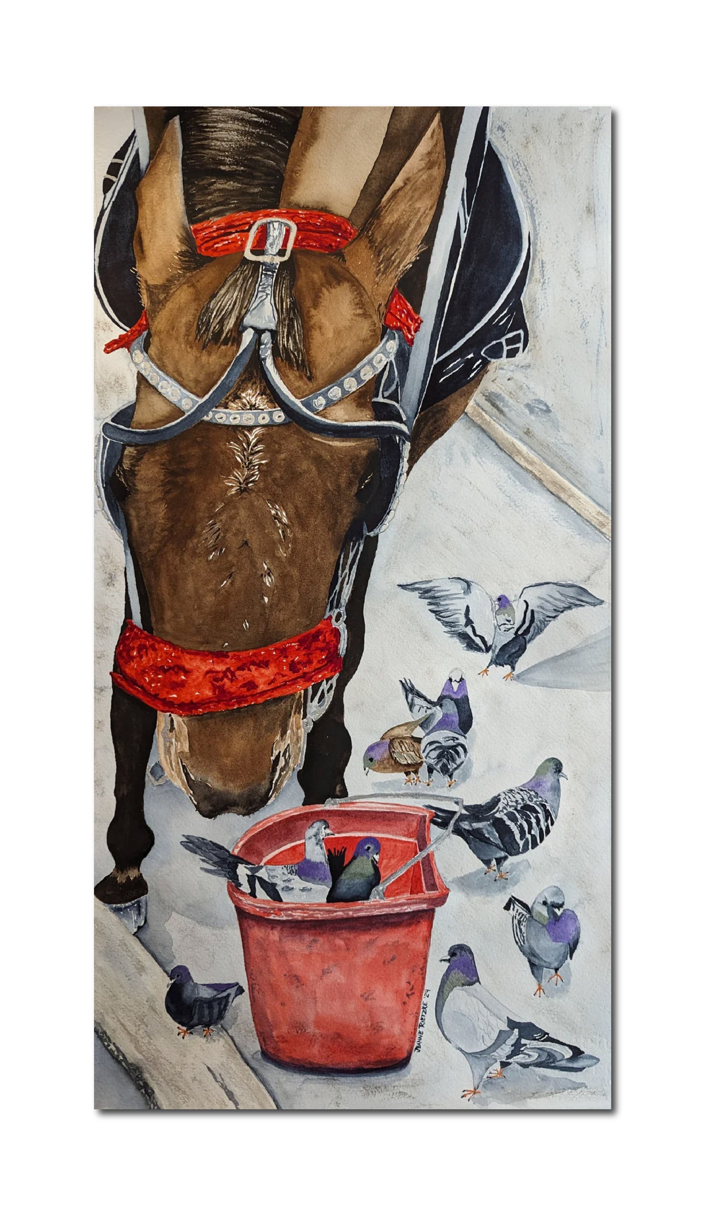 Contemporary Watercolor Lunch In Central Park Jeanne McIntosh Rietzke
