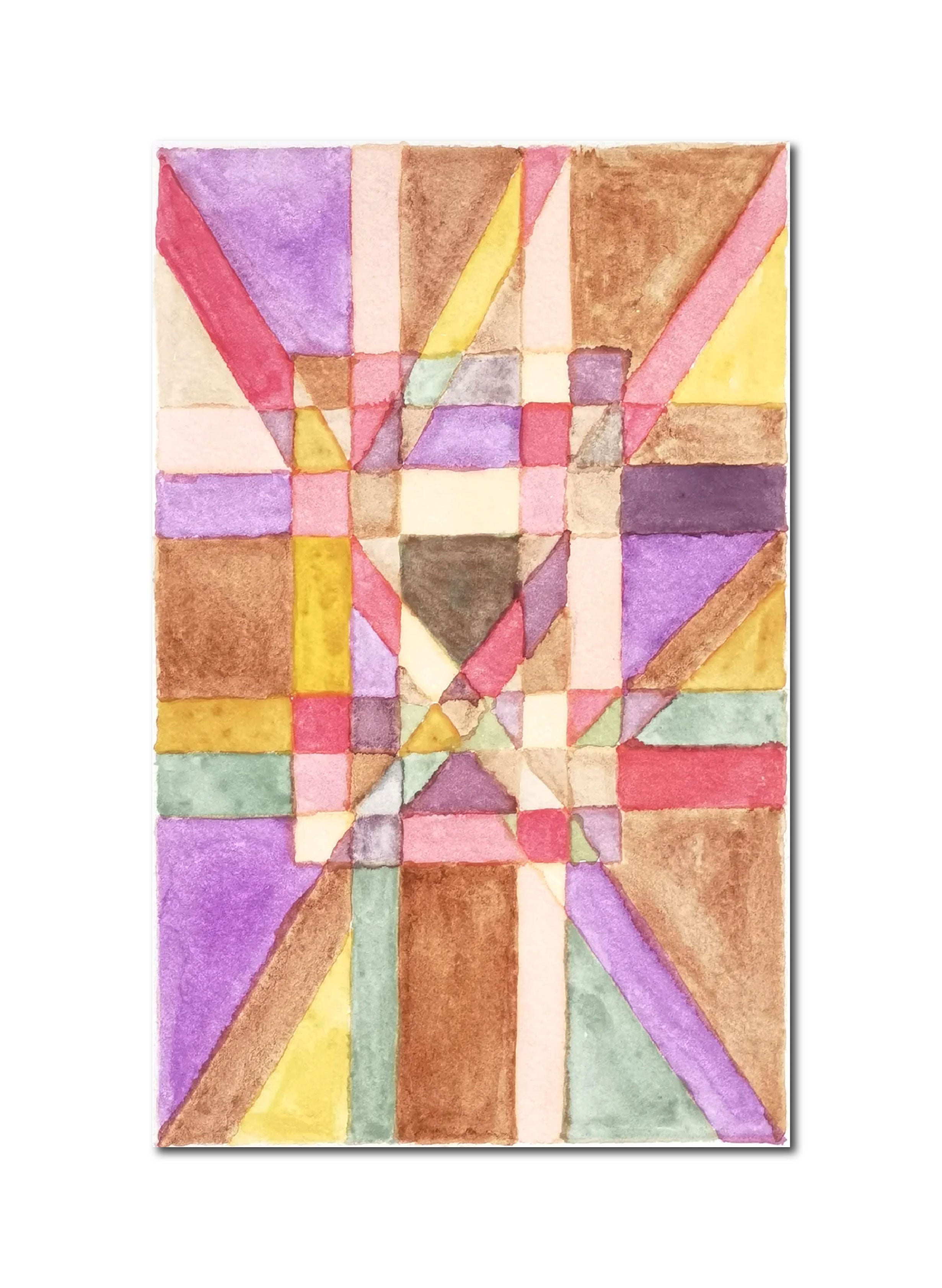 Abstract Contemporary Expressionist Geometric Watercolor 'WEIGHTINGS IN THE SYSTEM 13' - Watercolor on paper Miika Nyyssonen