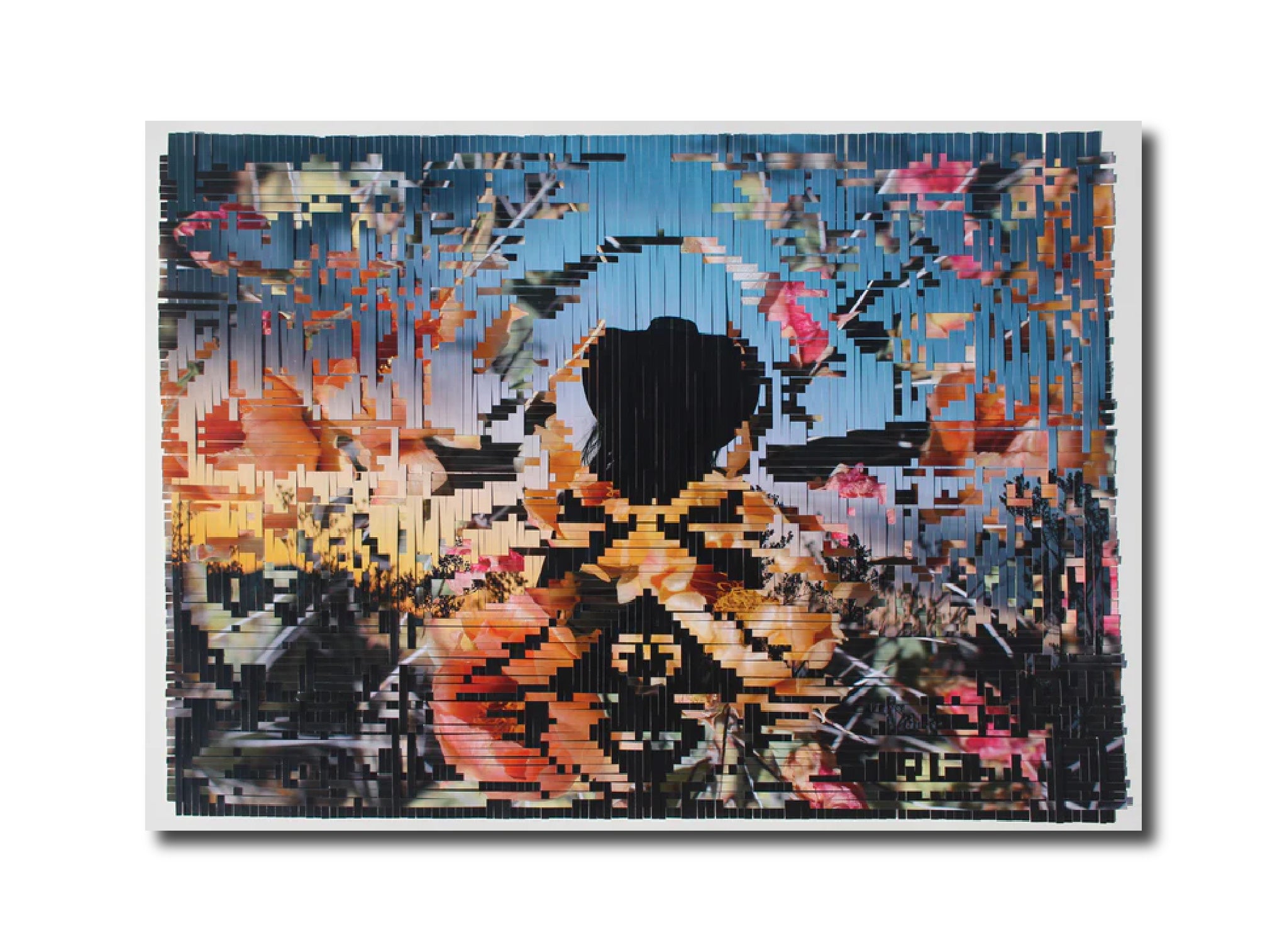Abstract Collage Mixed Media Painting PhotoArt Weaving 'DESERT LONE STAR' - Metaweave - Hand Cut, Hand Woven Photographs Lala Abaddon