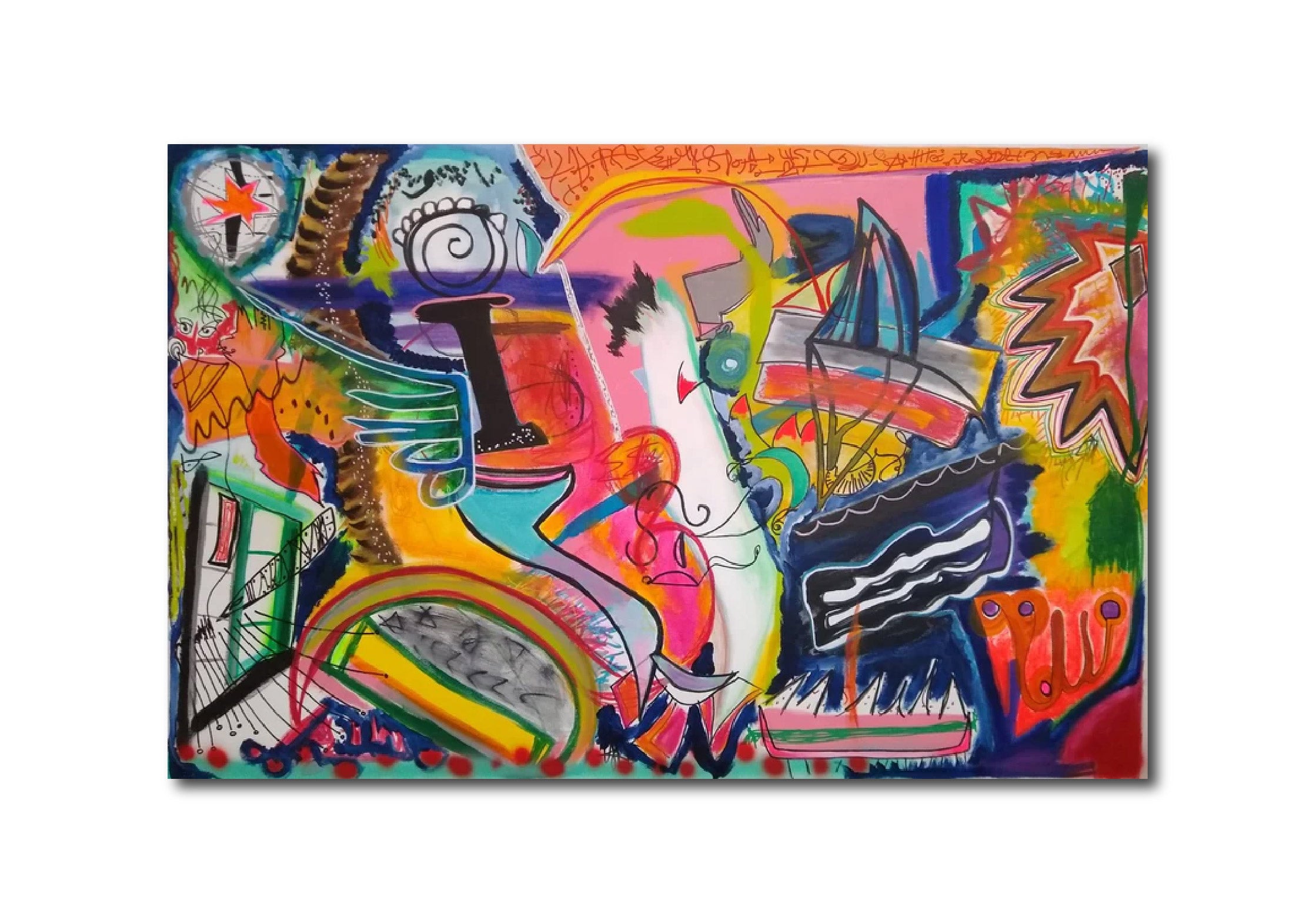 Acrylic Painting 'SOUTHERN CALI COLORING BOOK' - Acrylic, Spray Paint on Canvas Debra Lapatina