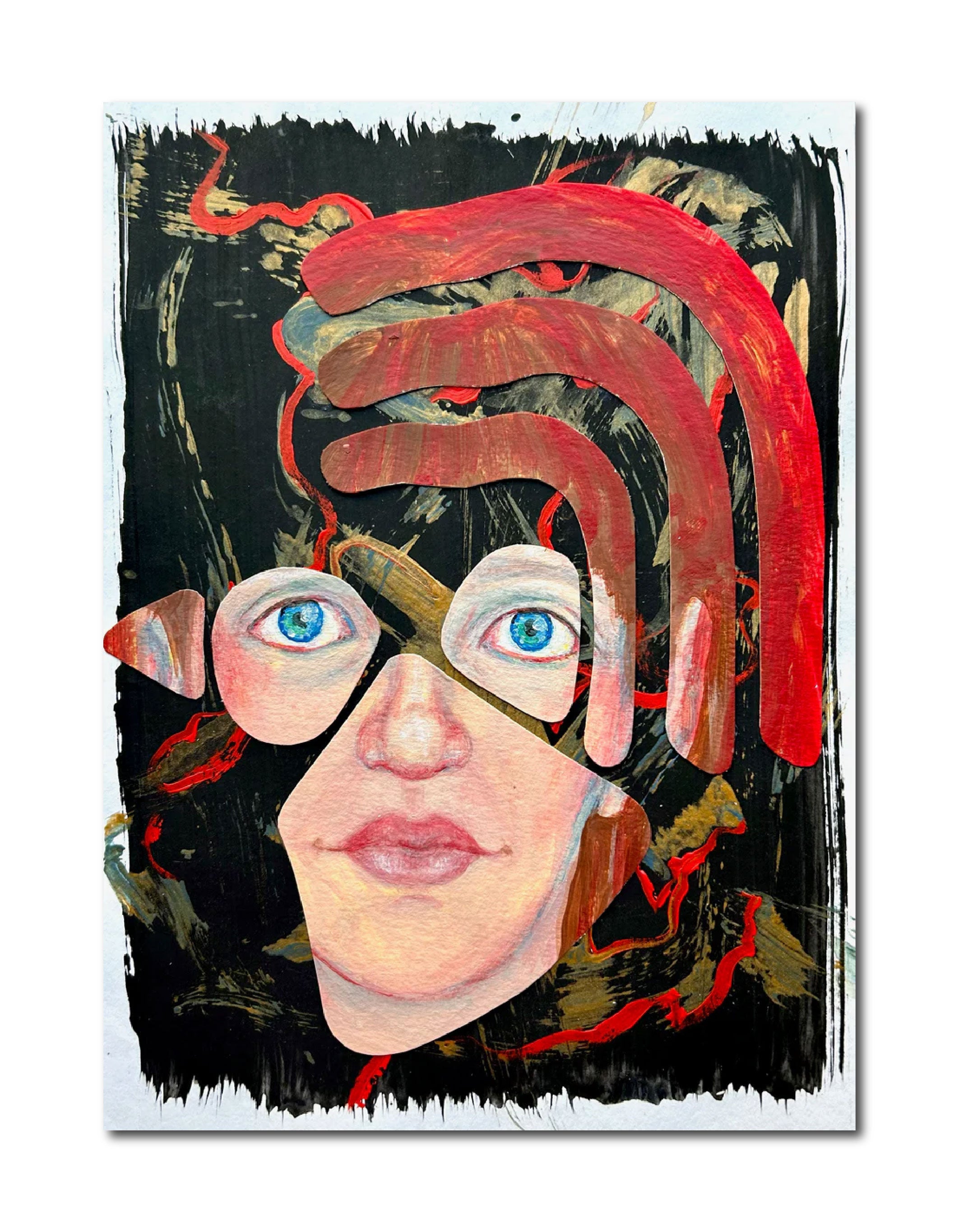 Acrylic Ink 'JANE'S SECRET IDENTITY' - Acrylic Paint, Charcoal, Calligraphy Ink, and Glue on Paper June McCall