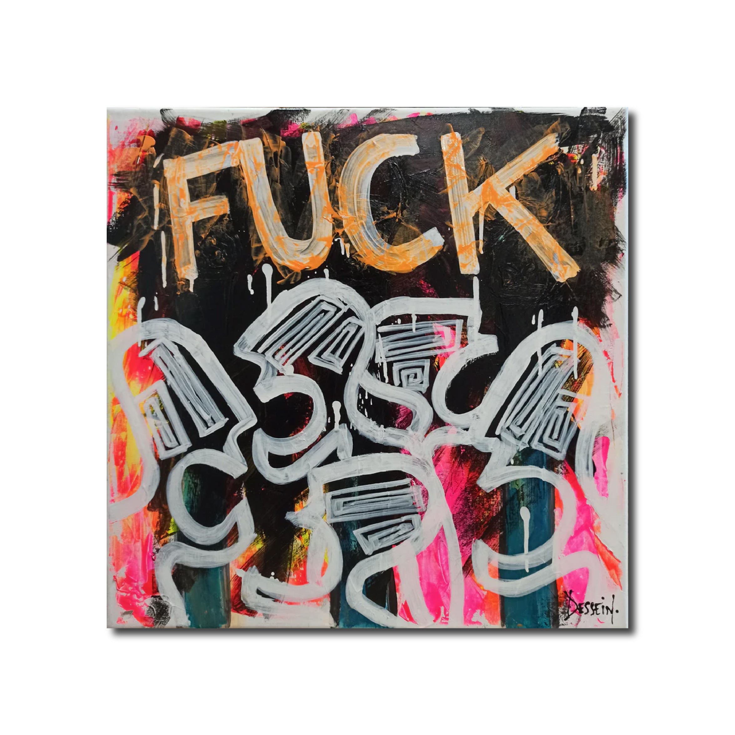 Painting 'FUCK NÉMATOÏDES' - Acrylic and Oil on Canvas Delphine DESSEIN