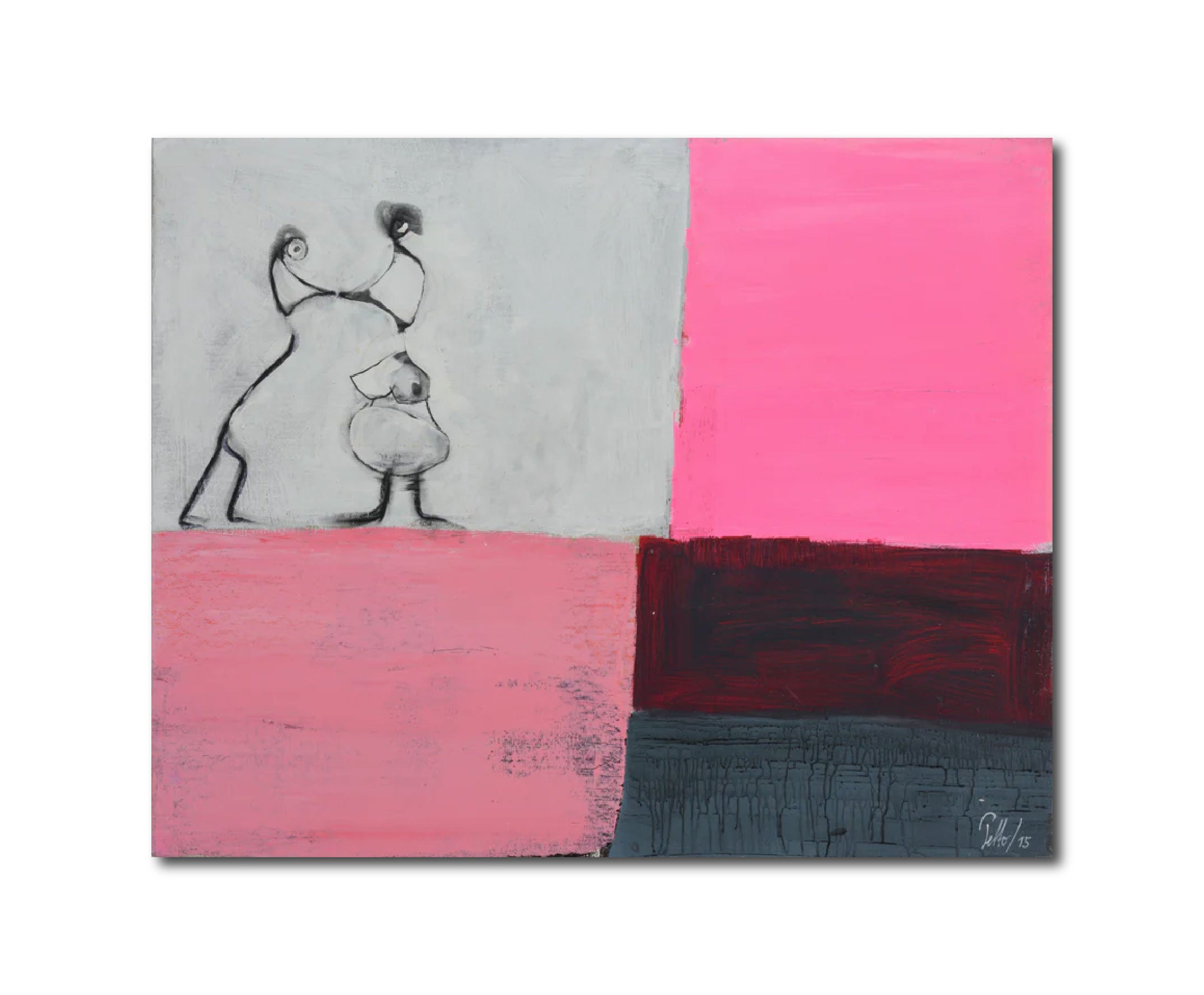 Abstract Pop Art 'KISS' - Acrylic on Paper on Rigid-Foam Franz Petto