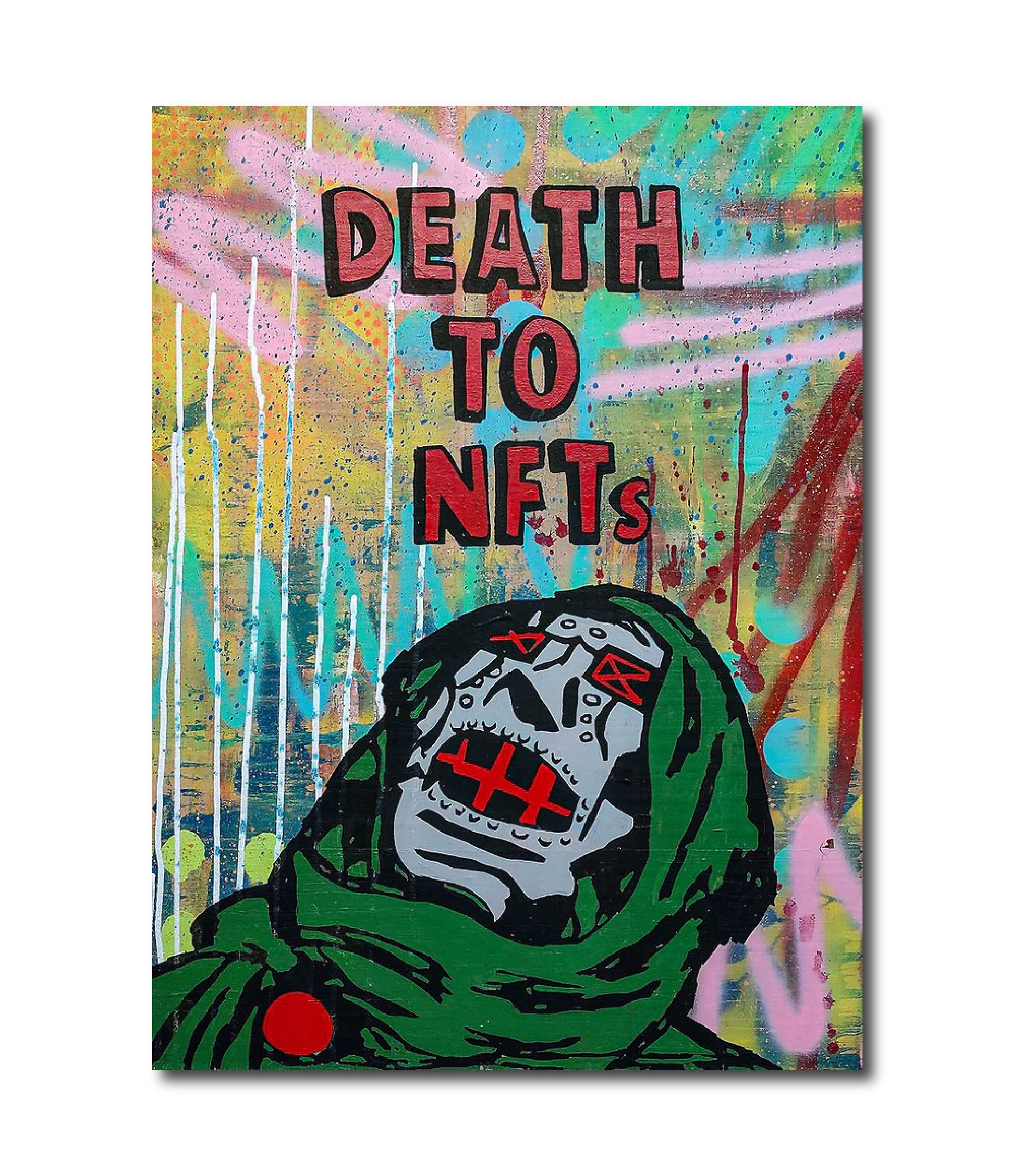 Abstract Painting 'DEATH TO NFTs' K'myn Honoshee
