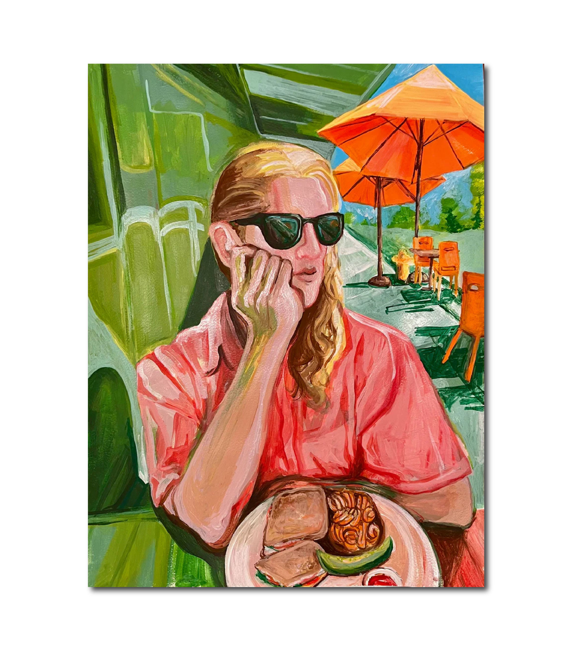 Acrylic Figurative 'JACK AT FRED 62' - Acrylic paint on paper June McCall