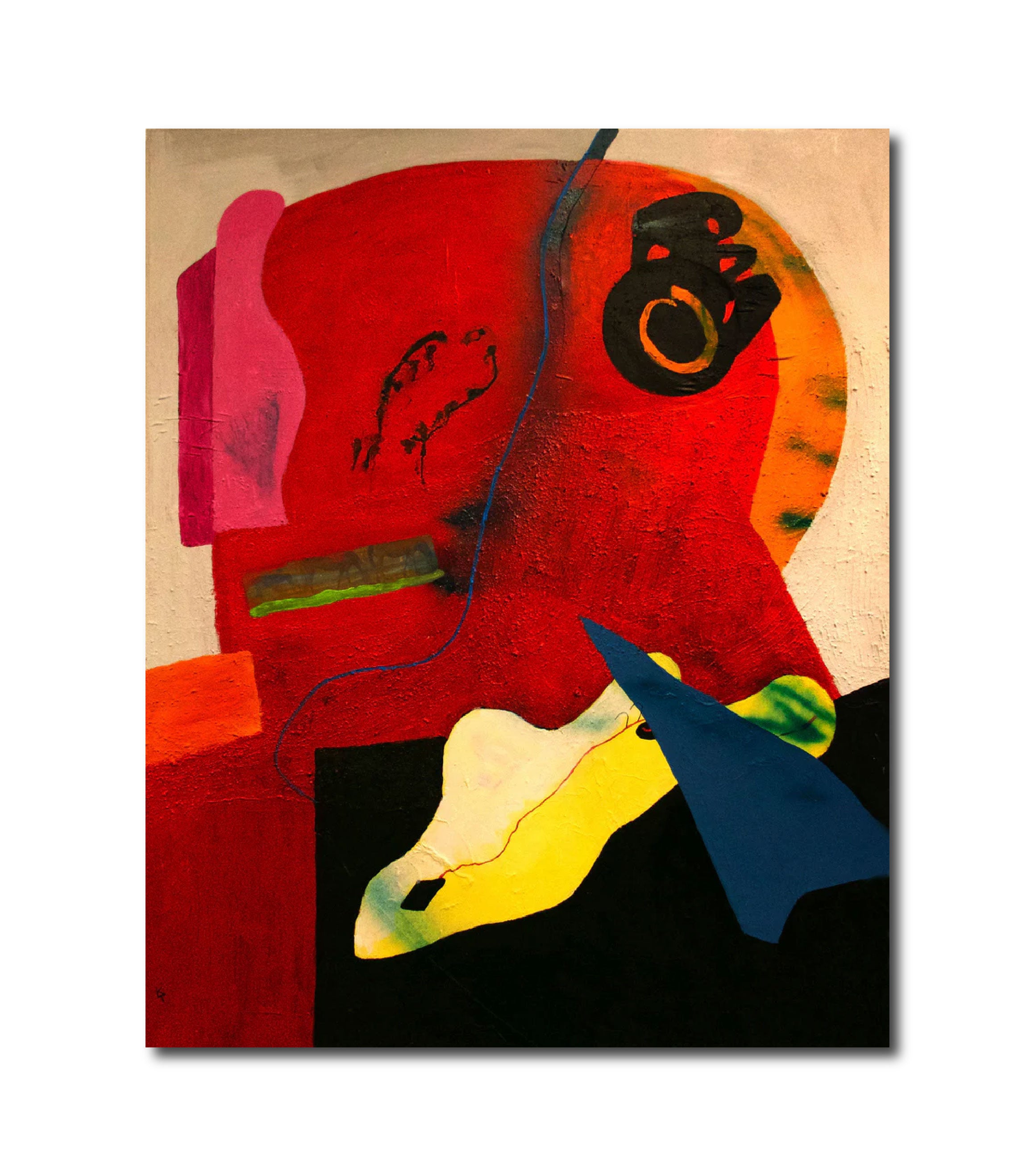 Acrylic Collage Ink Oil 'SARDINIA' - Acrylic, Ink, Collage, Oil Stick on Canvas Karin Batten