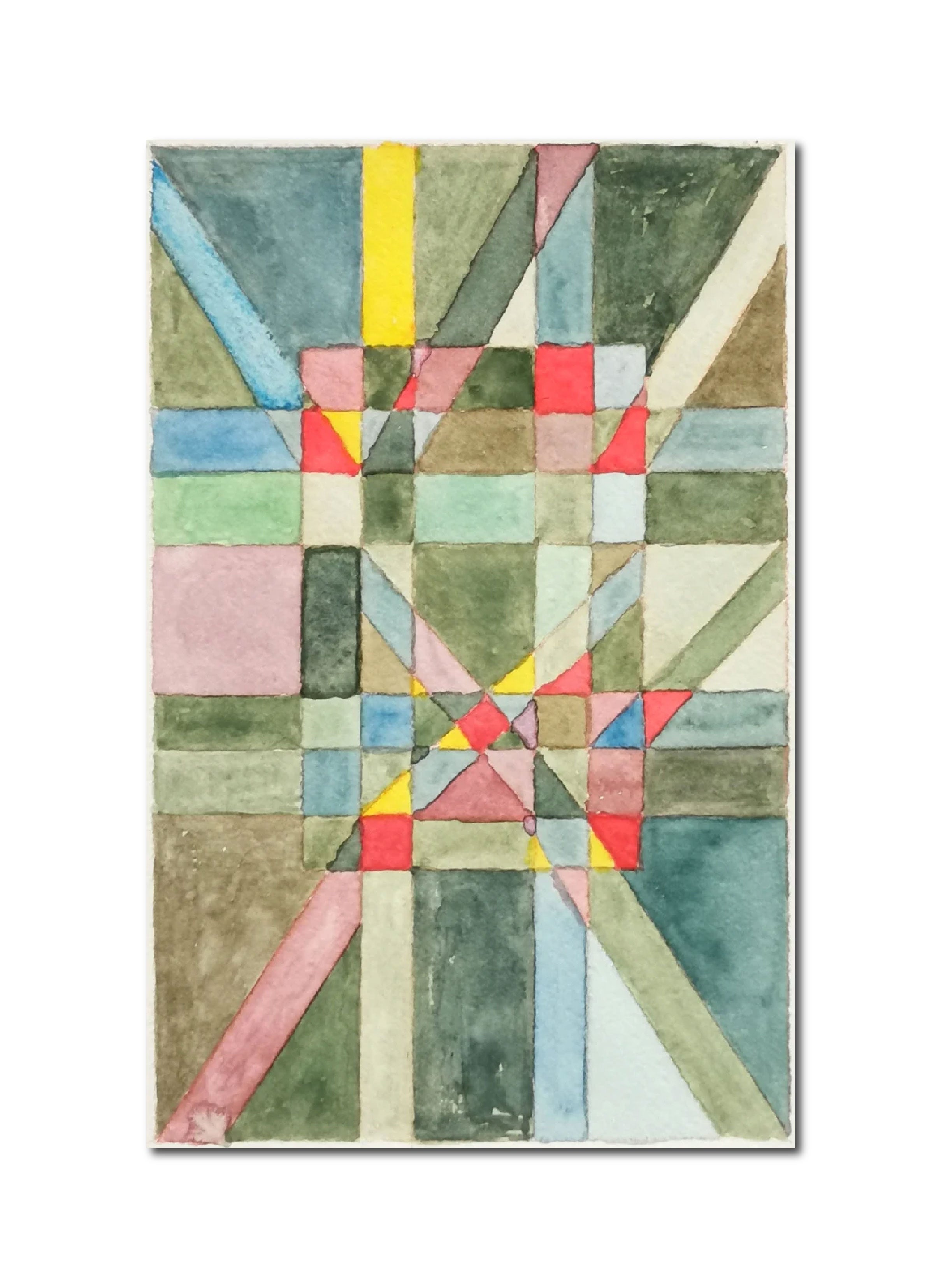 Abstract Contemporary Expressionist Geometric Watercolor 'WEIGHTINGS IN THE SYSTEM 11' - Watercolor on paper Miika Nyyssonen