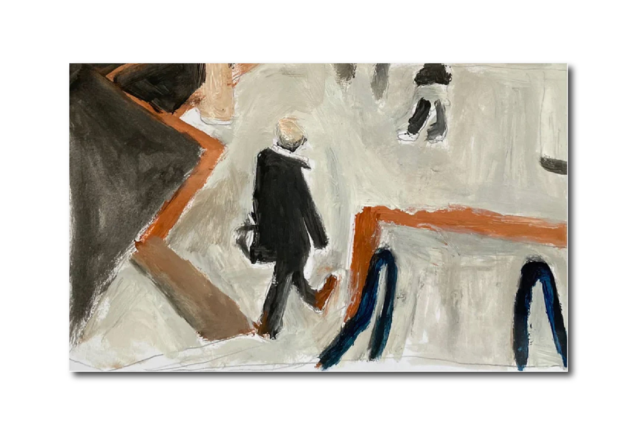 Acrylic Painting wood 'TRAIN STATION' - Acrylic on Wood Panel Irfan Ajvazi