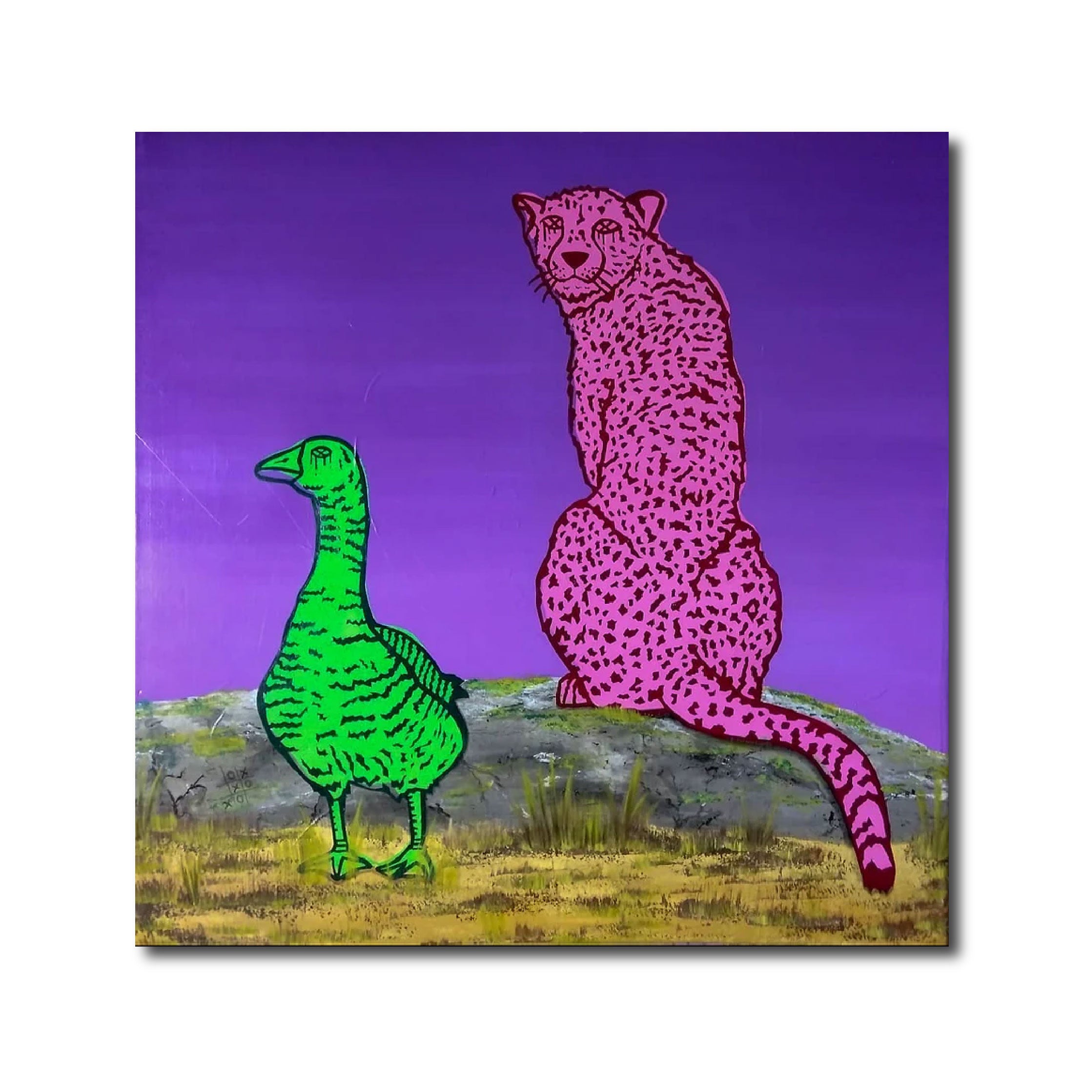 Abstract Painting 'CHEETAH & GOOSE' K'myn Honoshee