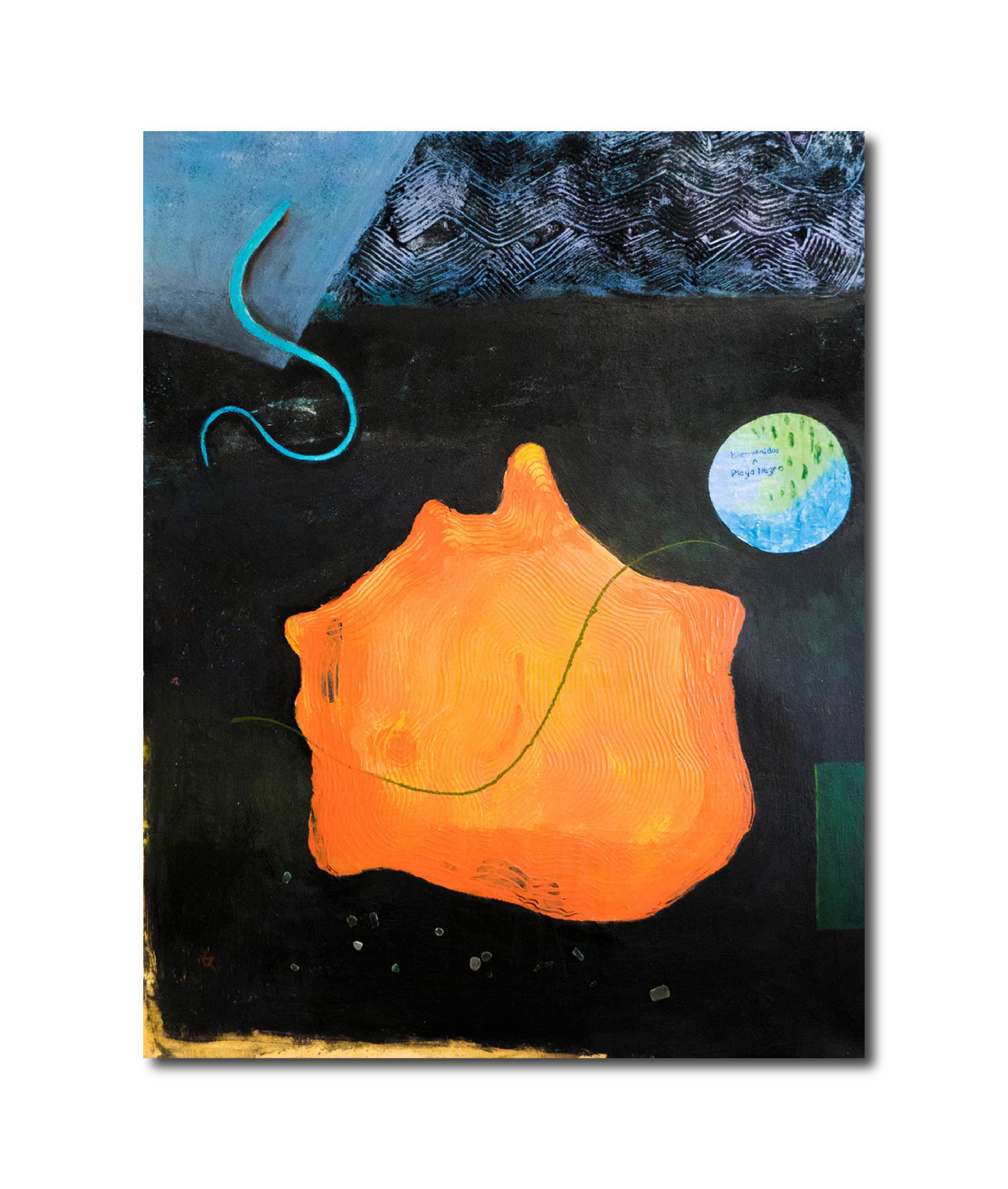 Acrylic 'PLAYA NEGRA' - Acrylic, Magma, Mica, Digital Image, Glue, Glass on Canvas Karin Batten