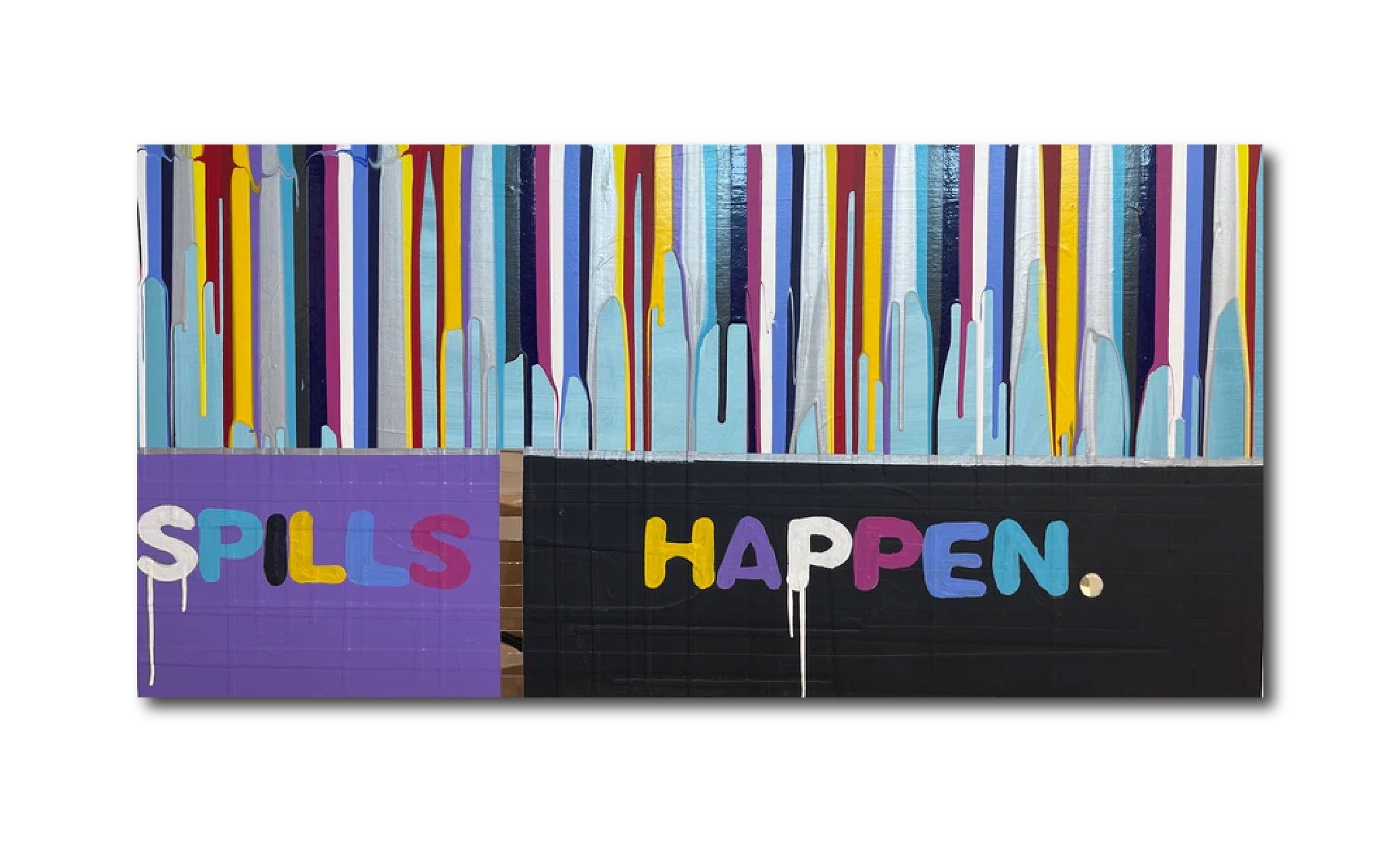 Abstract Acrylic Contemporary Painting 'SPILLS HAPPEN' - Acrylic & Mirrored Panels on Gallery Wrapped Canvas Michelle Lander Feinberg
