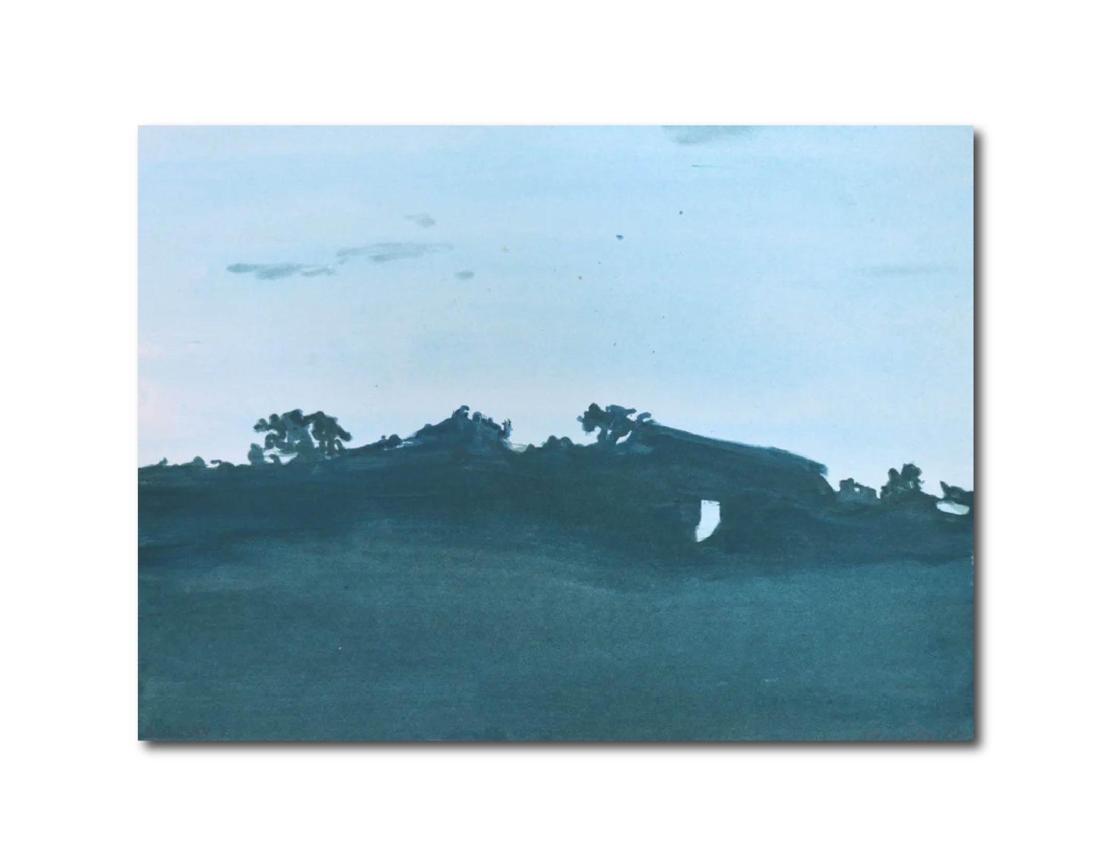 Contemporary Figurative Landscape Painting Watercolor 'NIGHT SKY 2' - Gouache on Paper Karin Bos