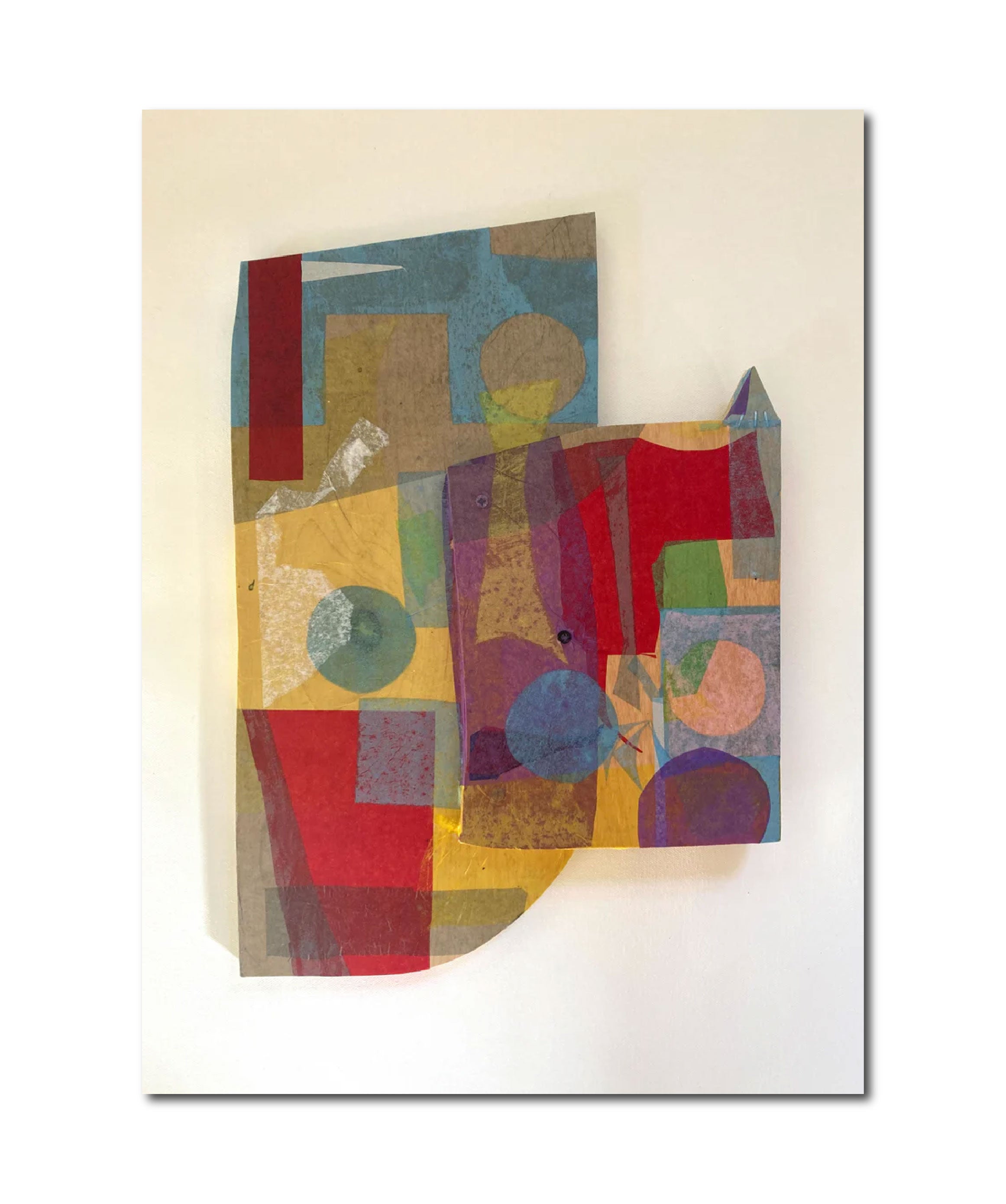 Abstract Geometric Painting 'EVERYTHING'S ALRIGHT #2' Mixed Media on Shaped Wood René Vasquez