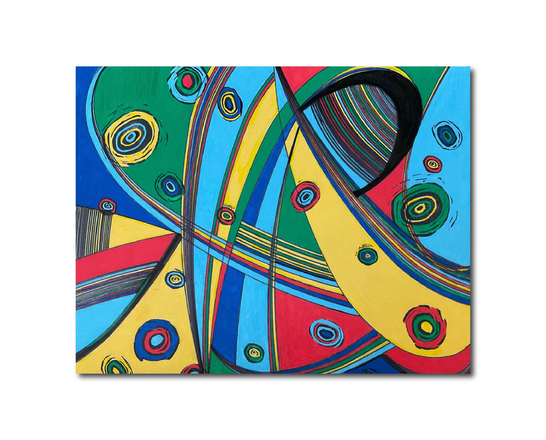 Contemporary 'TAKE A RIDE' - Relief print, acrylic, and color pencil Linda Gelbard