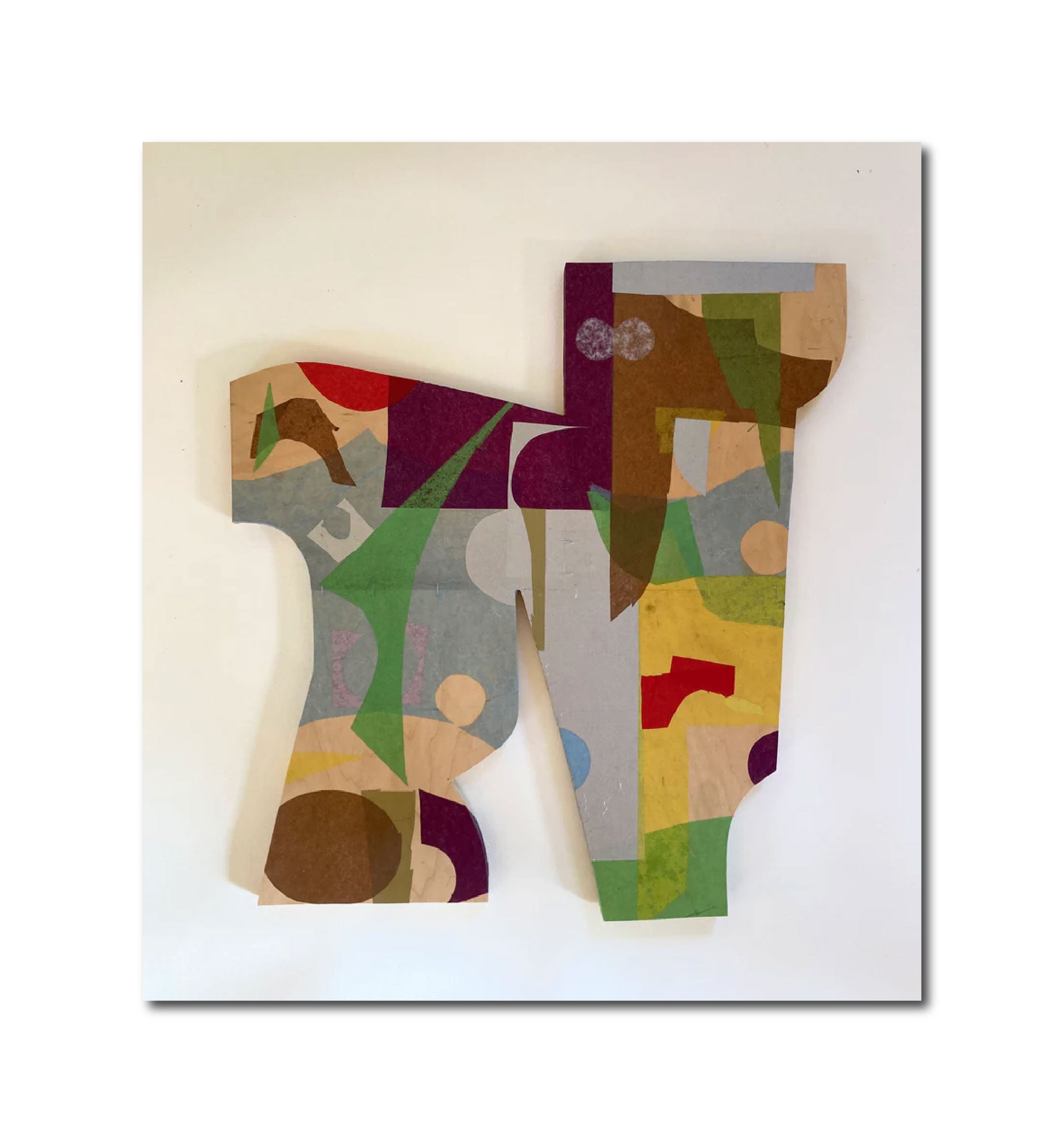 Abstract Geometric Painting 'EVERYTHING'S ALRIGHT #1' Mixed Media on Shaped Wood René Vasquez