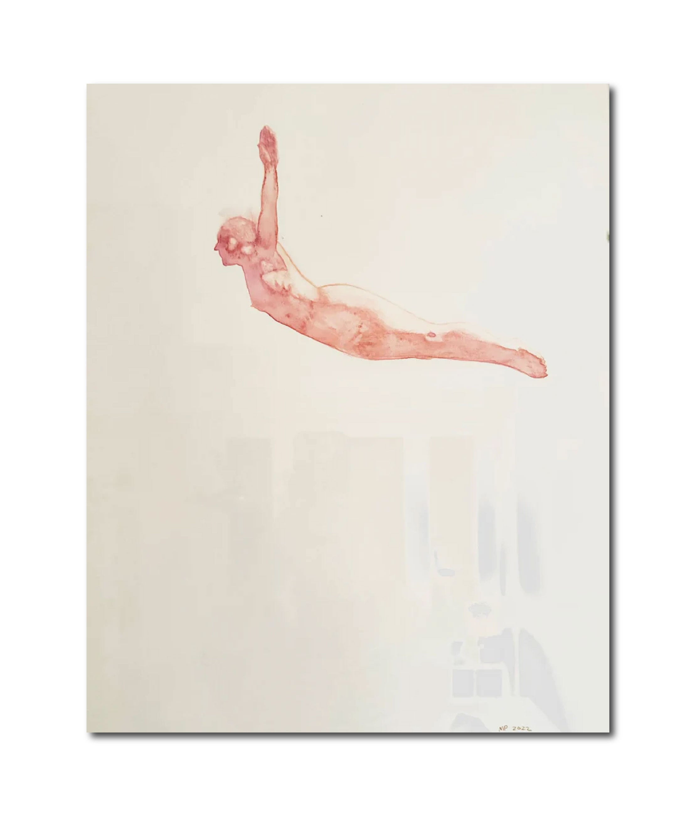 Figurative Painting Watercolor 'DIVERS' - Watercolor on Cotton Rag Paper Michael Prettyman