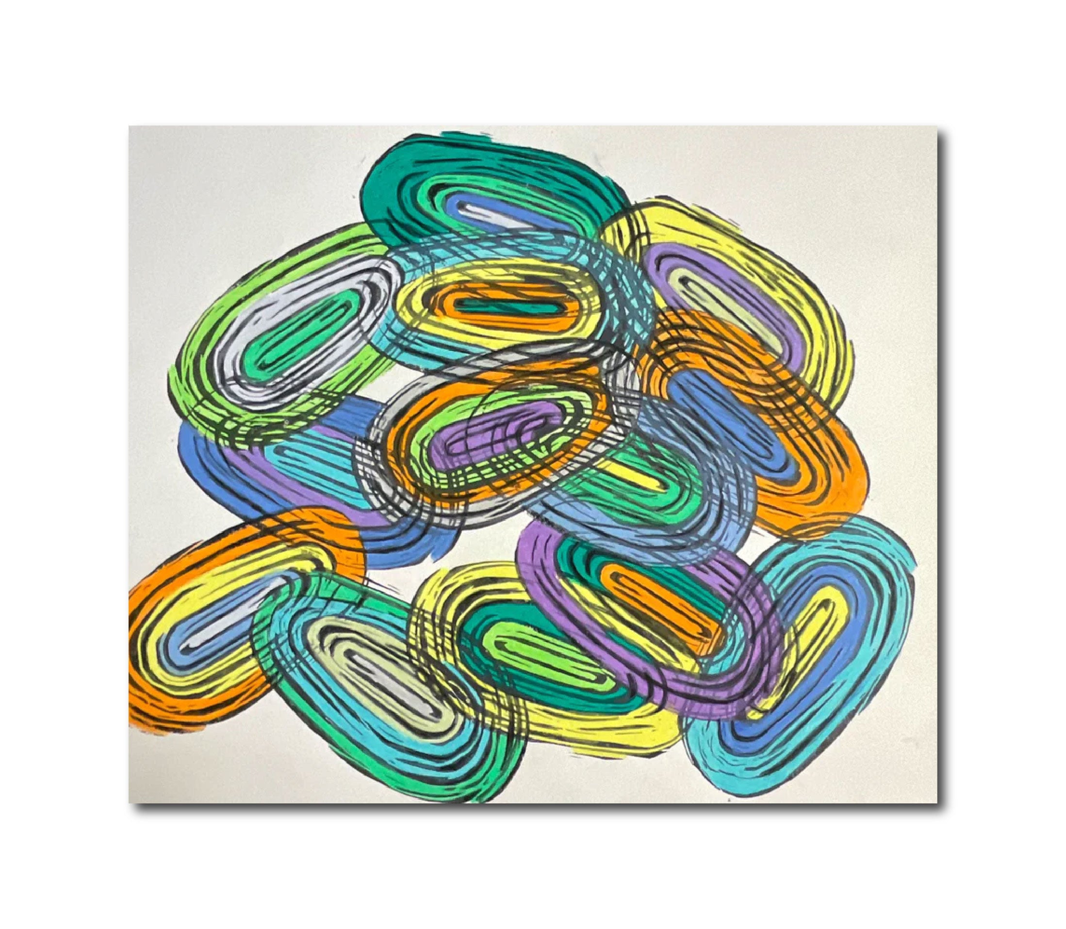 Contemporary 'BRILLIANCE' - Relief Print and Color Pencil Linda Gelbard