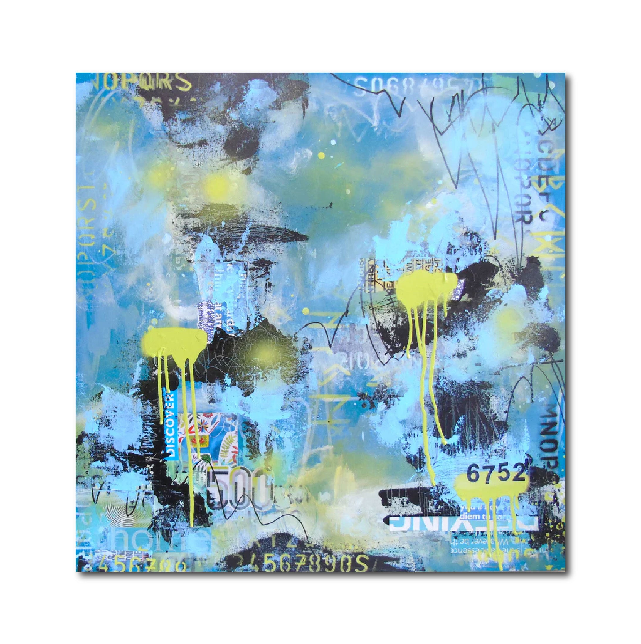 Acrylic Collage Contemporary Expressionist Painting 'DISCOVERY' Lorette C. Luzajic
