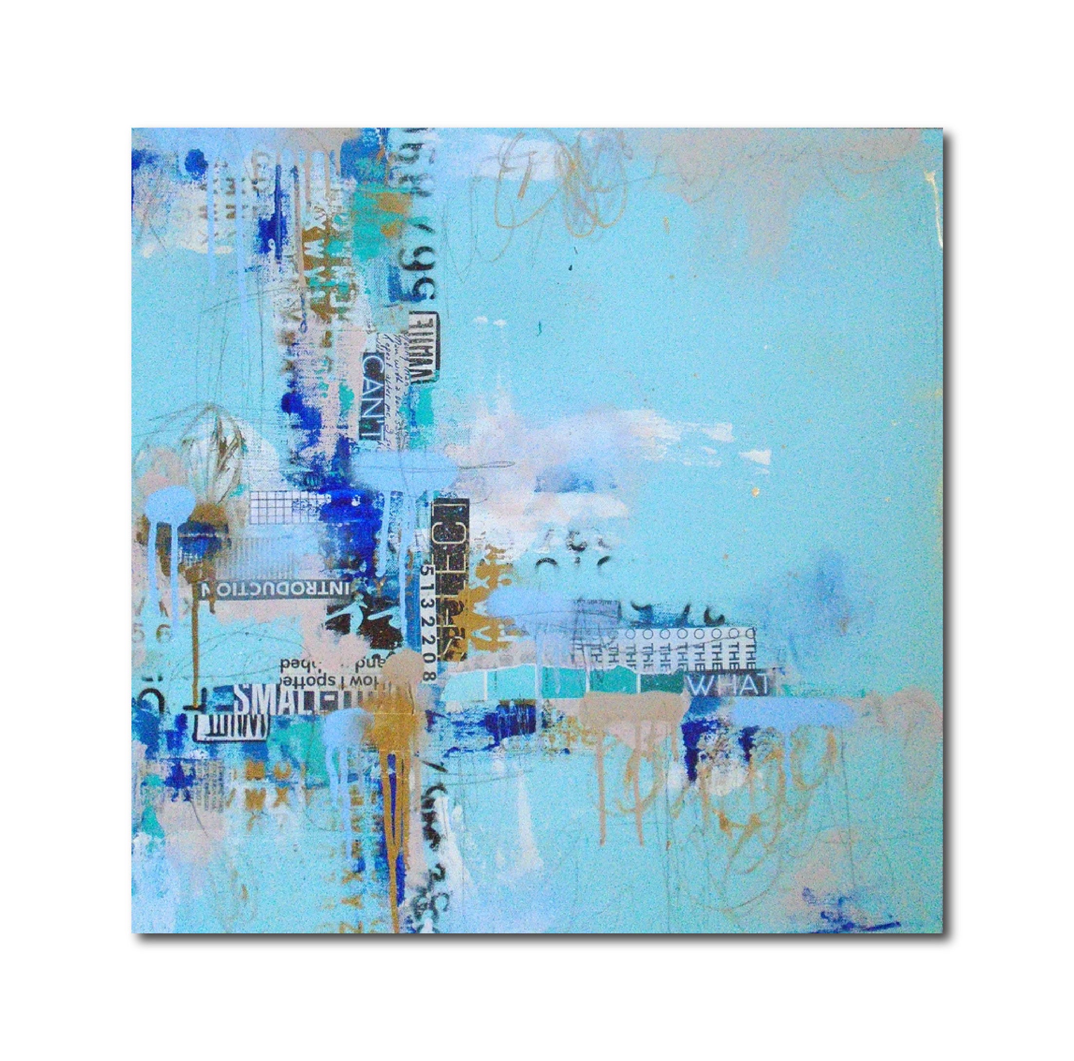 Acrylic Collage Contemporary Expressionist Painting 'INTRODUCING HAPPINESS' Lorette C. Luzajic