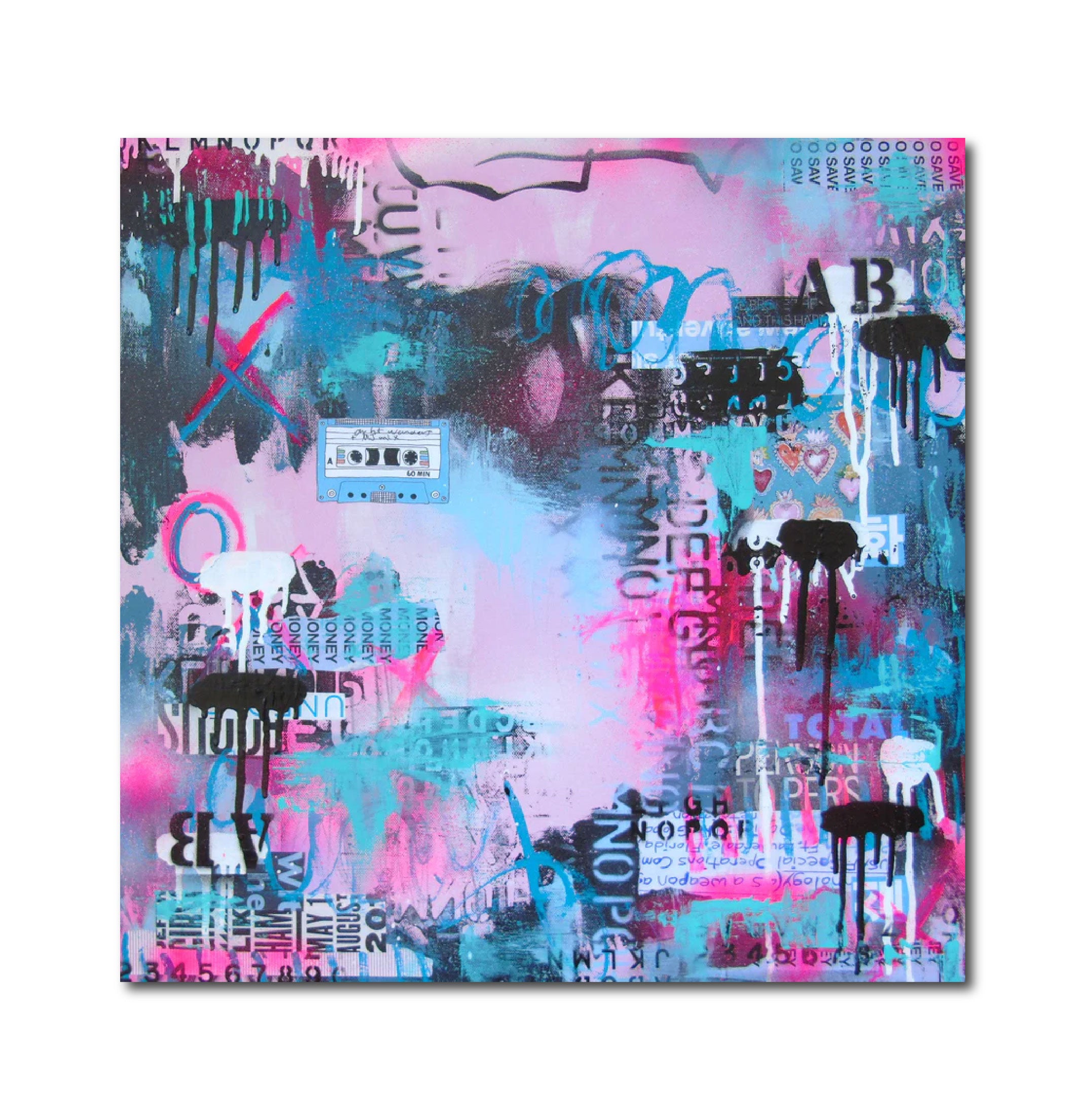 Acrylic Collage Contemporary Expressionist Painting 'ONE HIT WONDER' Lorette C. Luzajic