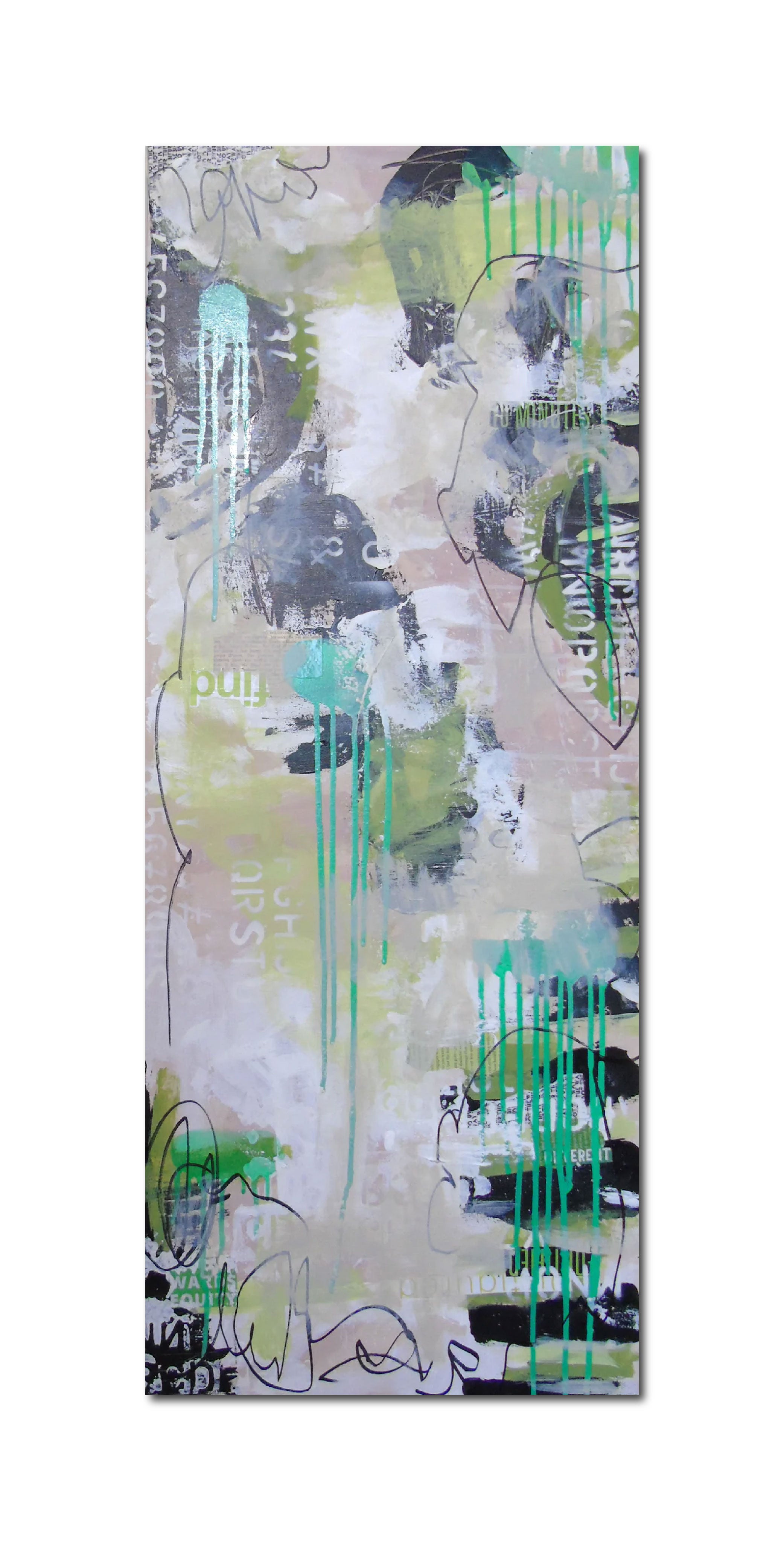 Acrylic Collage Contemporary Expressionist Painting 'GREEN MACHINE' Lorette C. Luzajic