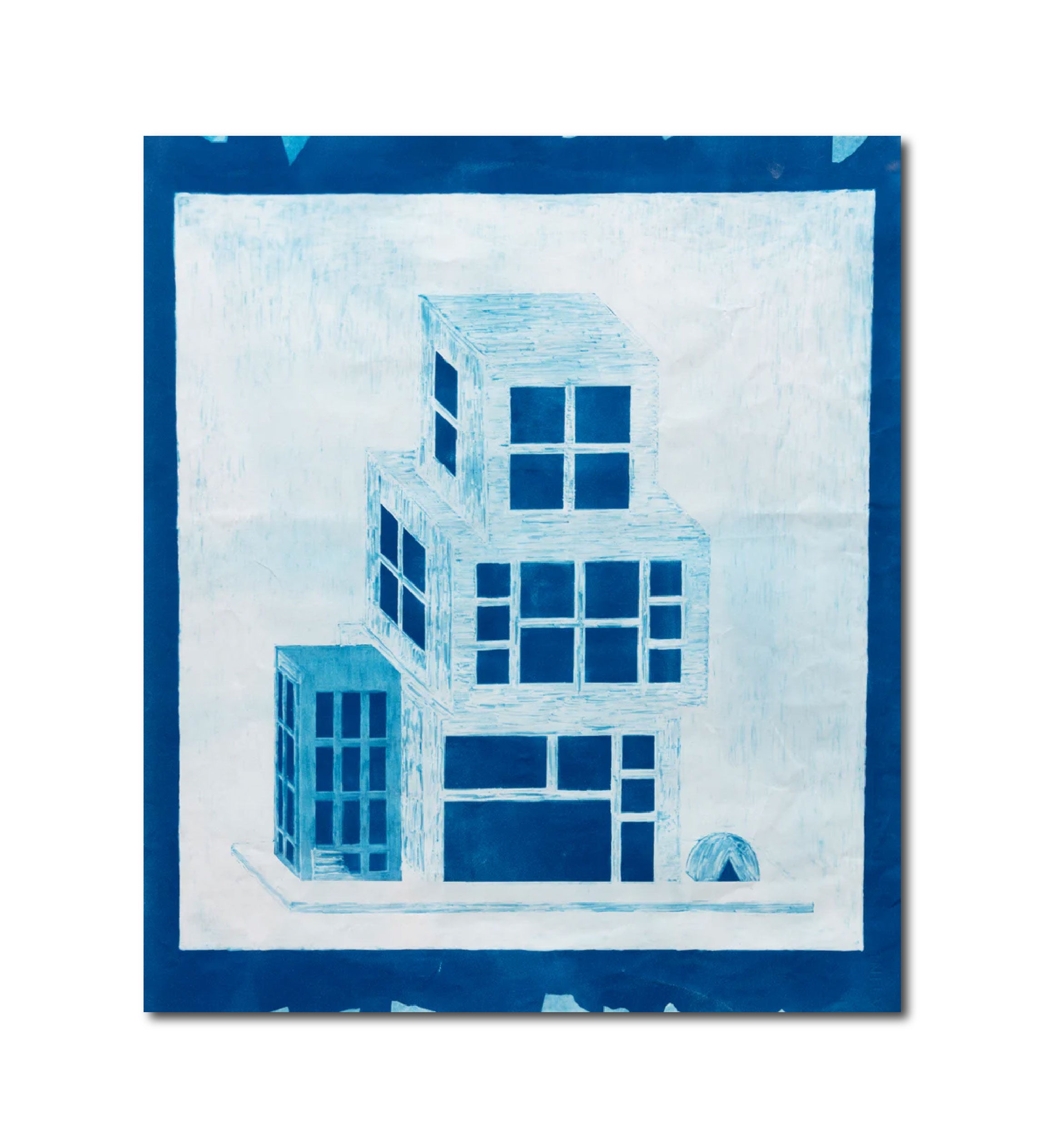 Abstract Contemporary Digital Figurative Psychedelic Surrealism 'CAPITAL CITY (COVER)' - Cyanotype on Paper Michael Shaw