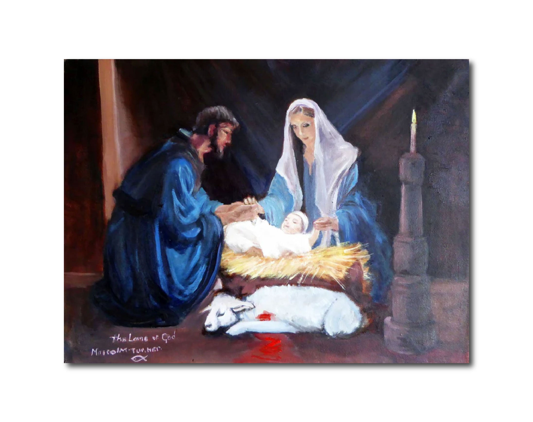 Figurative 'THE LAMB OF GOD' - Oil Painting on Stretched Canvas Malcolm Turner