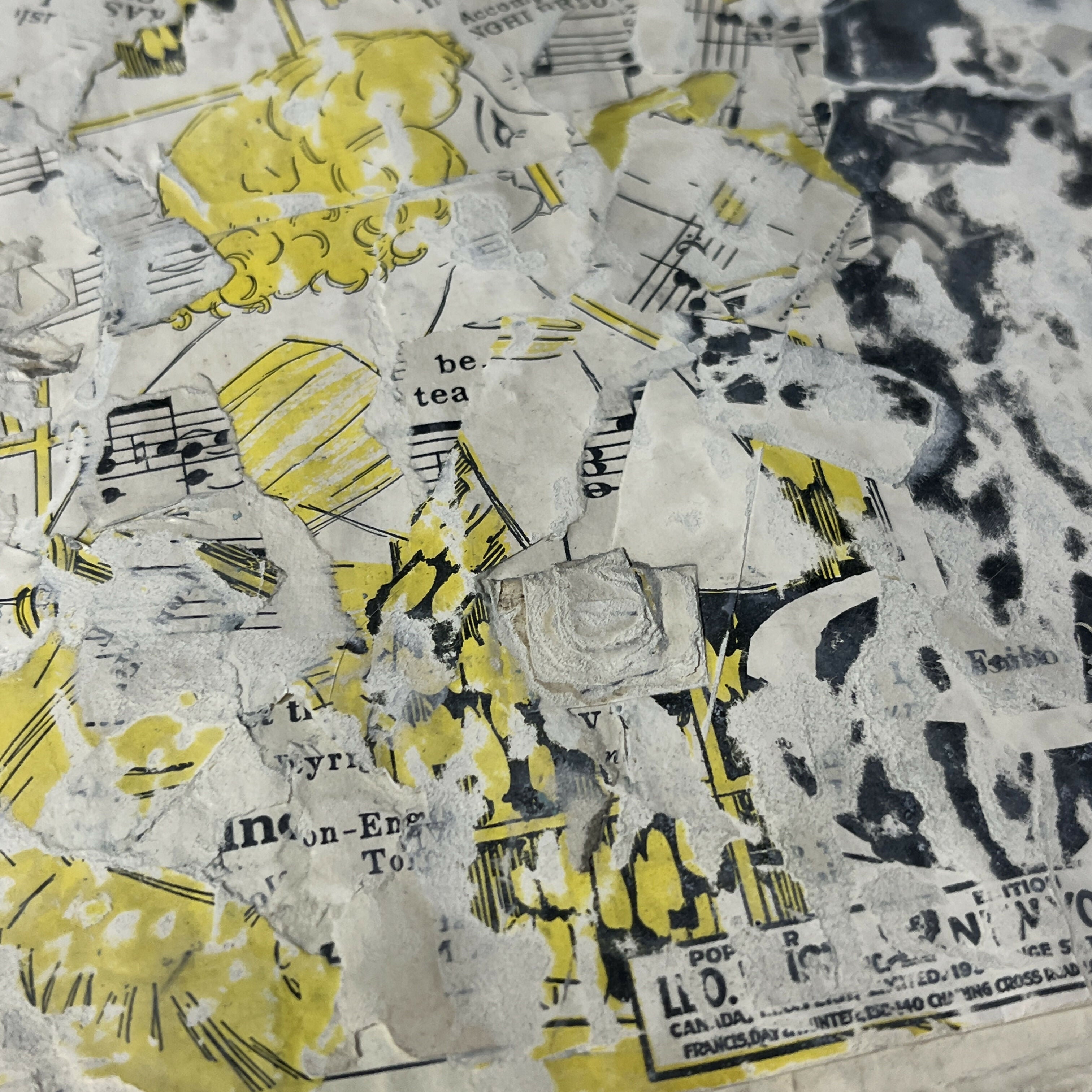 Abstract Collage Contemporary Mixed Media Painting Original Mixed Media Abstract Art Collage 9x12 "Doodle-Doo-Doo" Sam Lewis