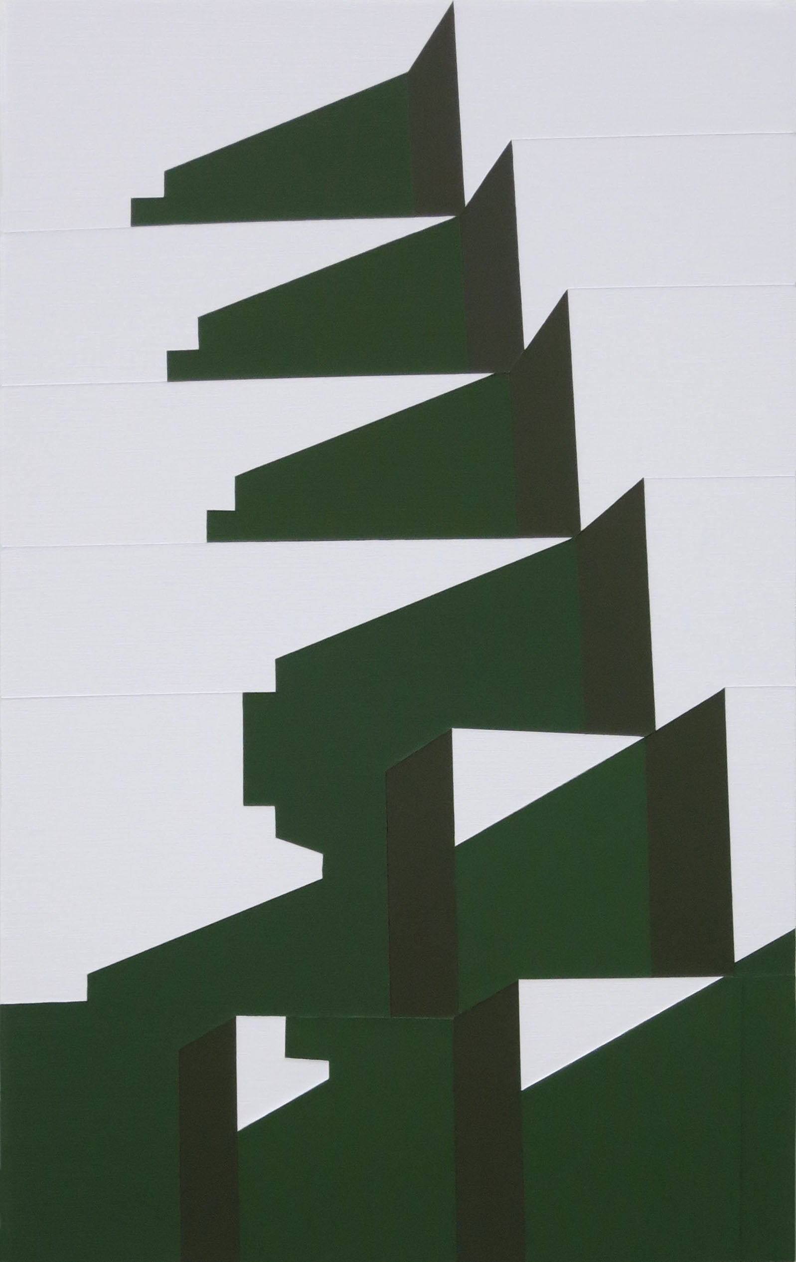 Abstract Acrylic Geometric Minimal Painting 'ZIGGURAT (GREEN)' - Acrylic on Aluminium Katherine Lubar