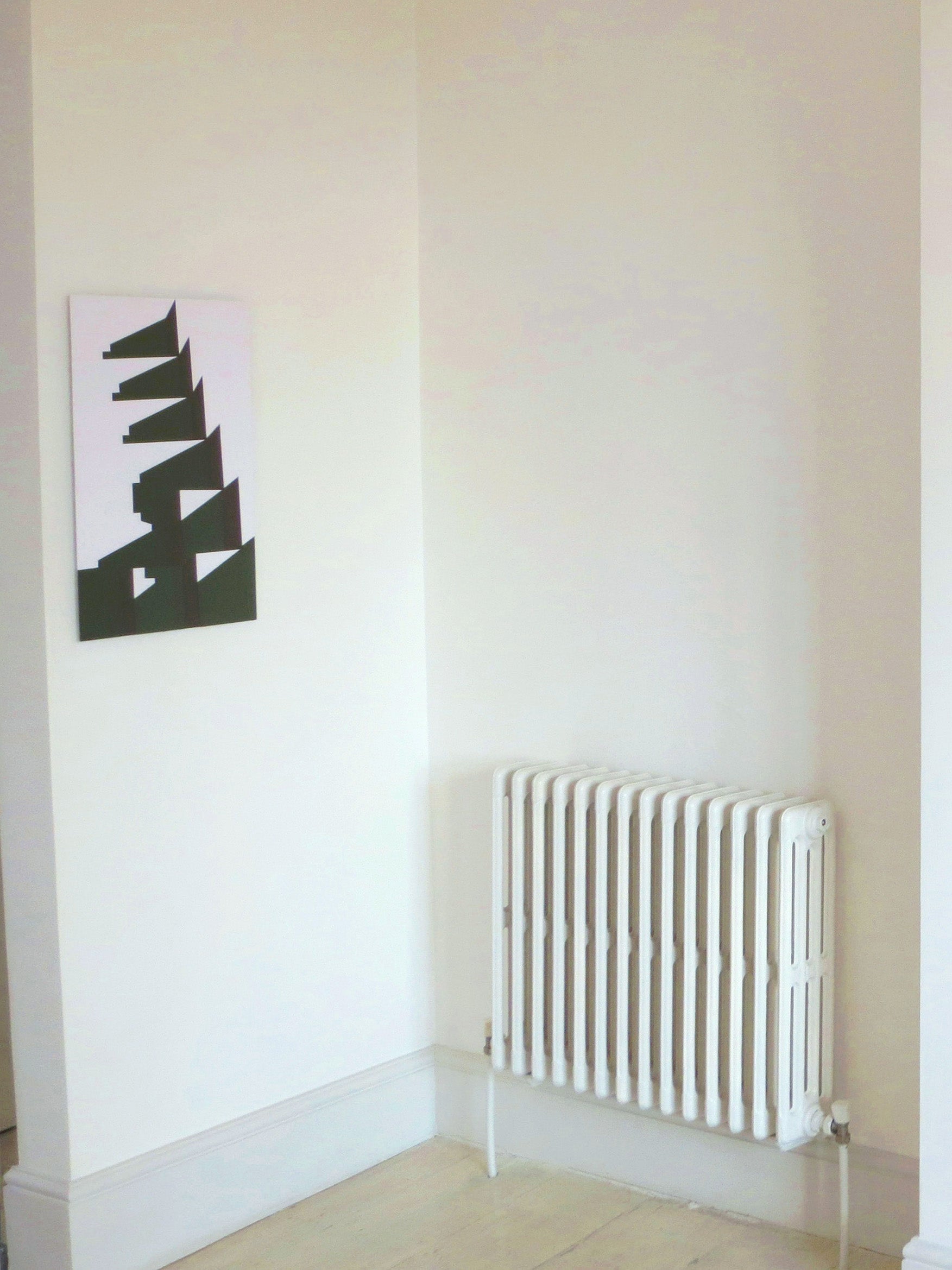 Abstract Acrylic Geometric Minimal Painting 'ZIGGURAT (GREEN)' - Acrylic on Aluminium Katherine Lubar