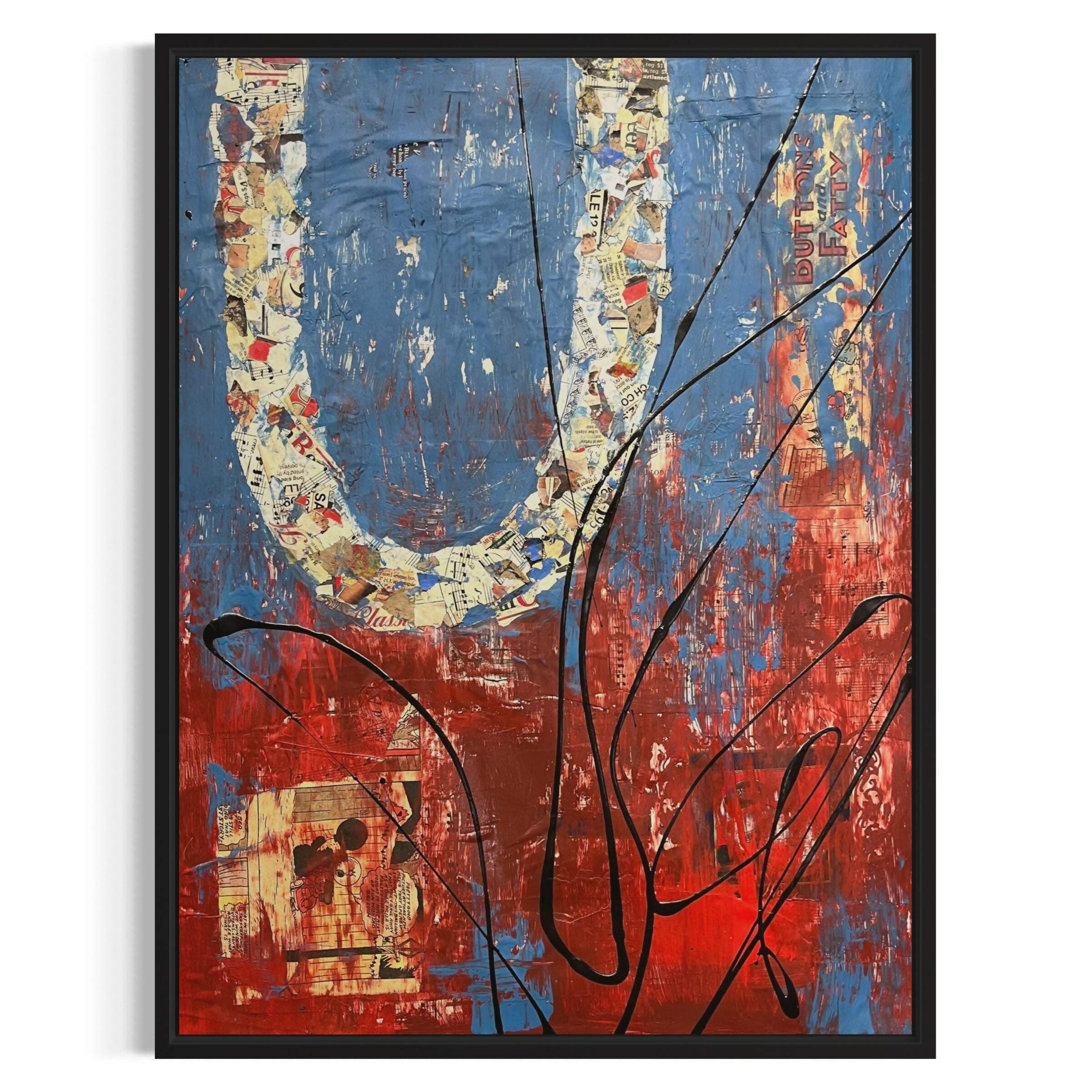 Abstract Collage Contemporary Mixed Media Painting Original Mixed Media Abstract Art Painting 18x24 “Stubble" Signed Sam Lewis