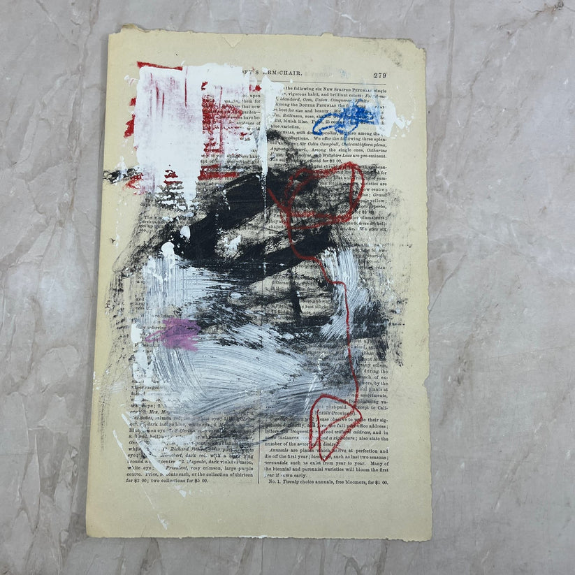 Abstract Mixed Media Painting '1861 PAPER SIGNED #24' - Original Mixed Media Abstract Art Painting Sam Lewis