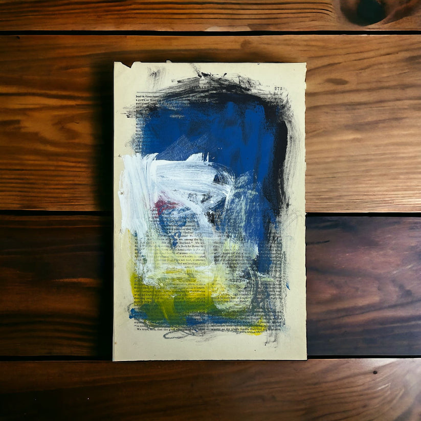 Abstract Mixed Media Painting '1861 PAPER SIGNED #19' - Original Mixed Media Abstract Art Painting Sam Lewis