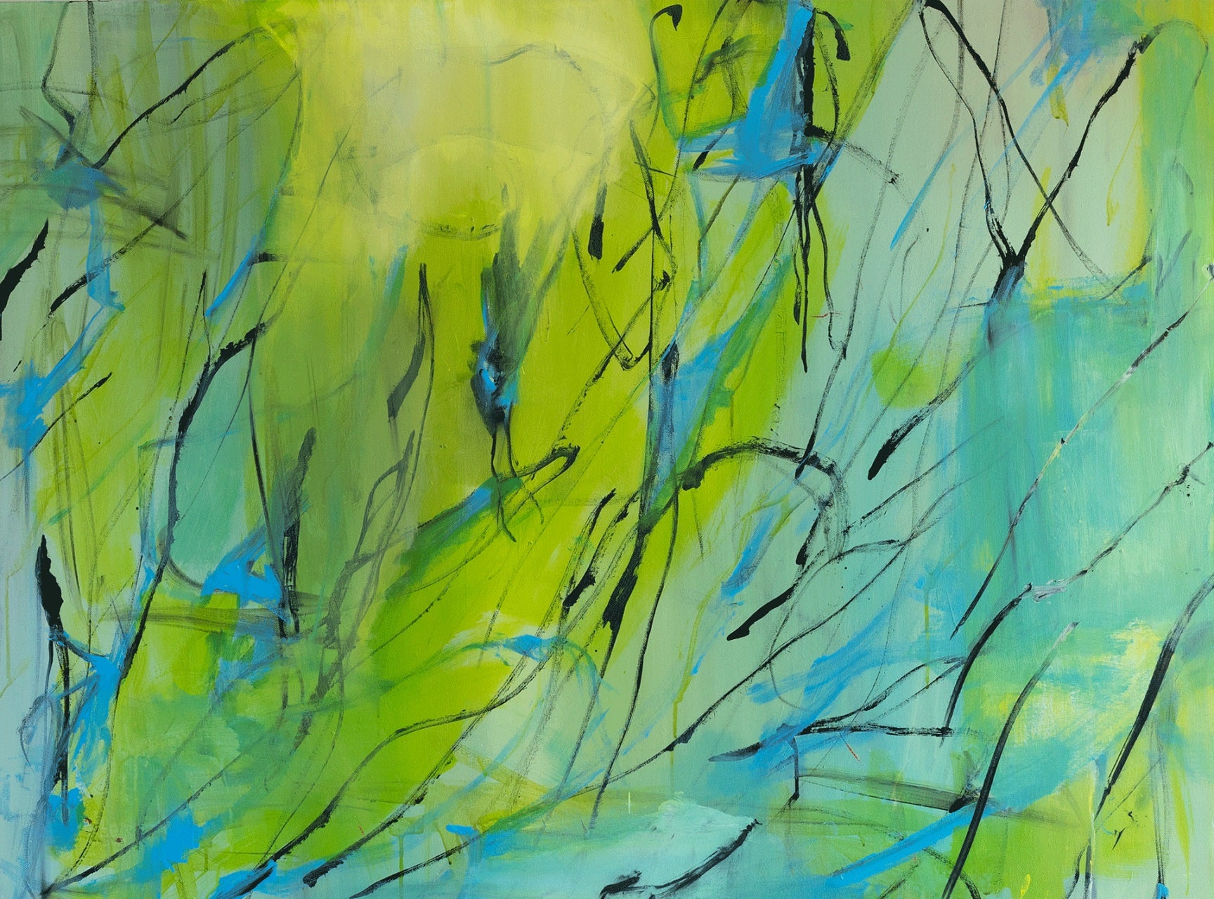 Abstract Acrylic Contemporary Painting 'BIRDS AMONGST BRANCHES' - Mixed Media on Canvas Eddie McClure