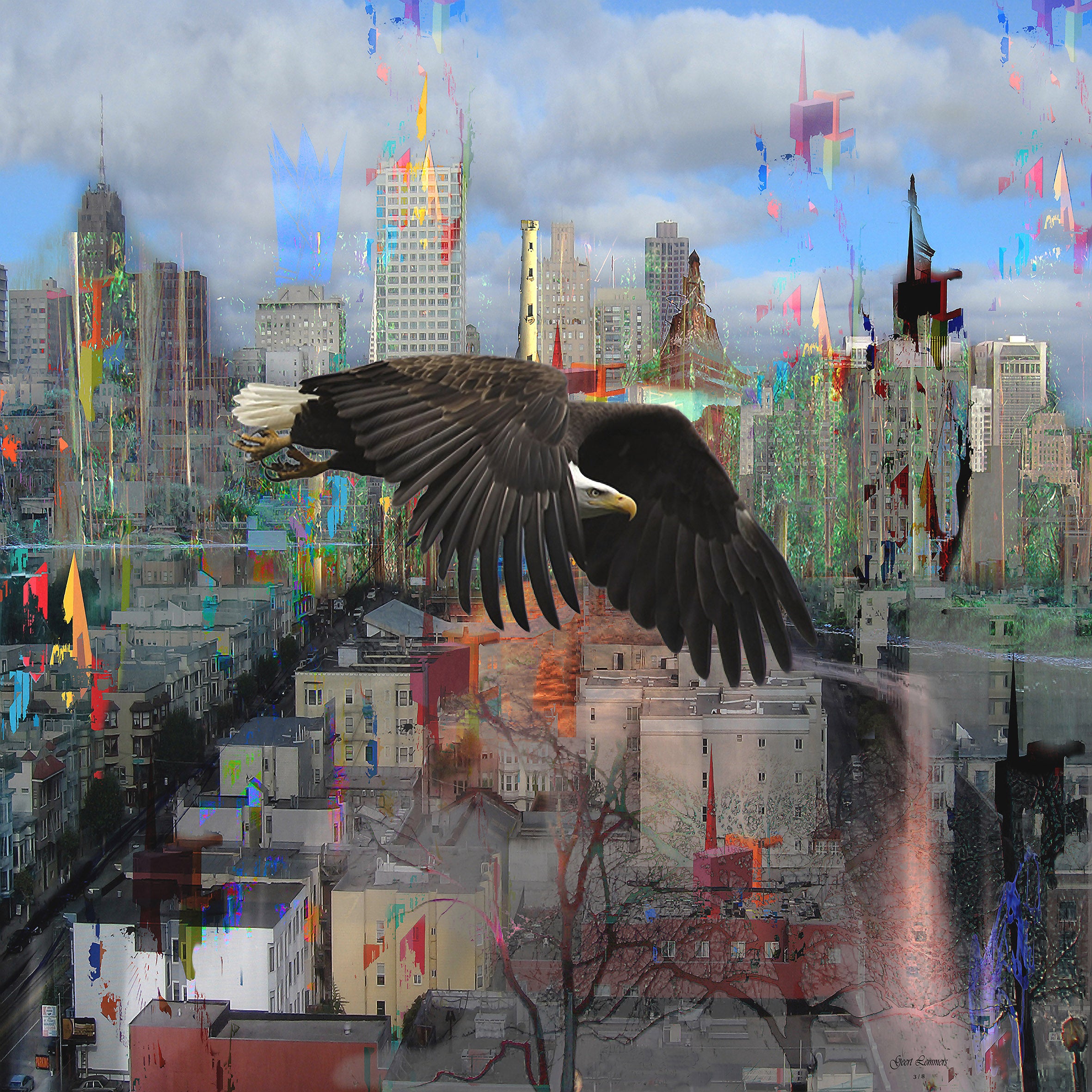 'CITYSCAPE WITH DISTRUSTFUL BIRD'