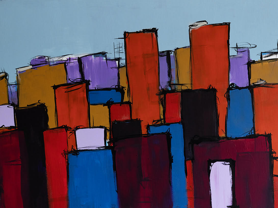 Abstract Acrylic Contemporary Painting 'CONFINED SPACES' - Mixed Media on Canvas Eddie McClure