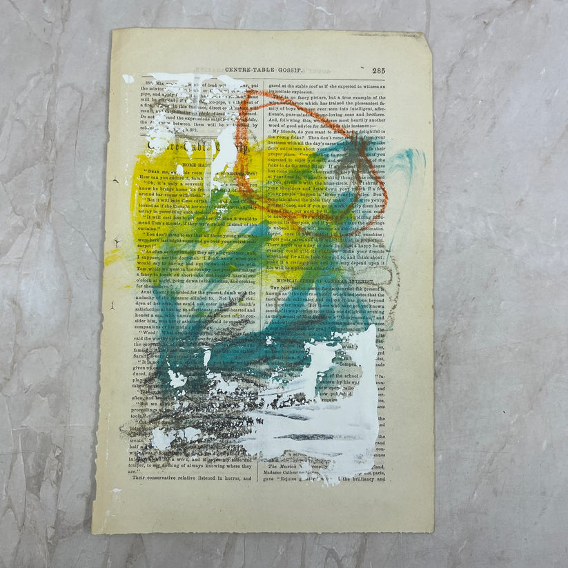 Abstract Mixed Media Painting '1861 PAPER SIGNED #23' - Original Mixed Media Abstract Art Painting Sam Lewis