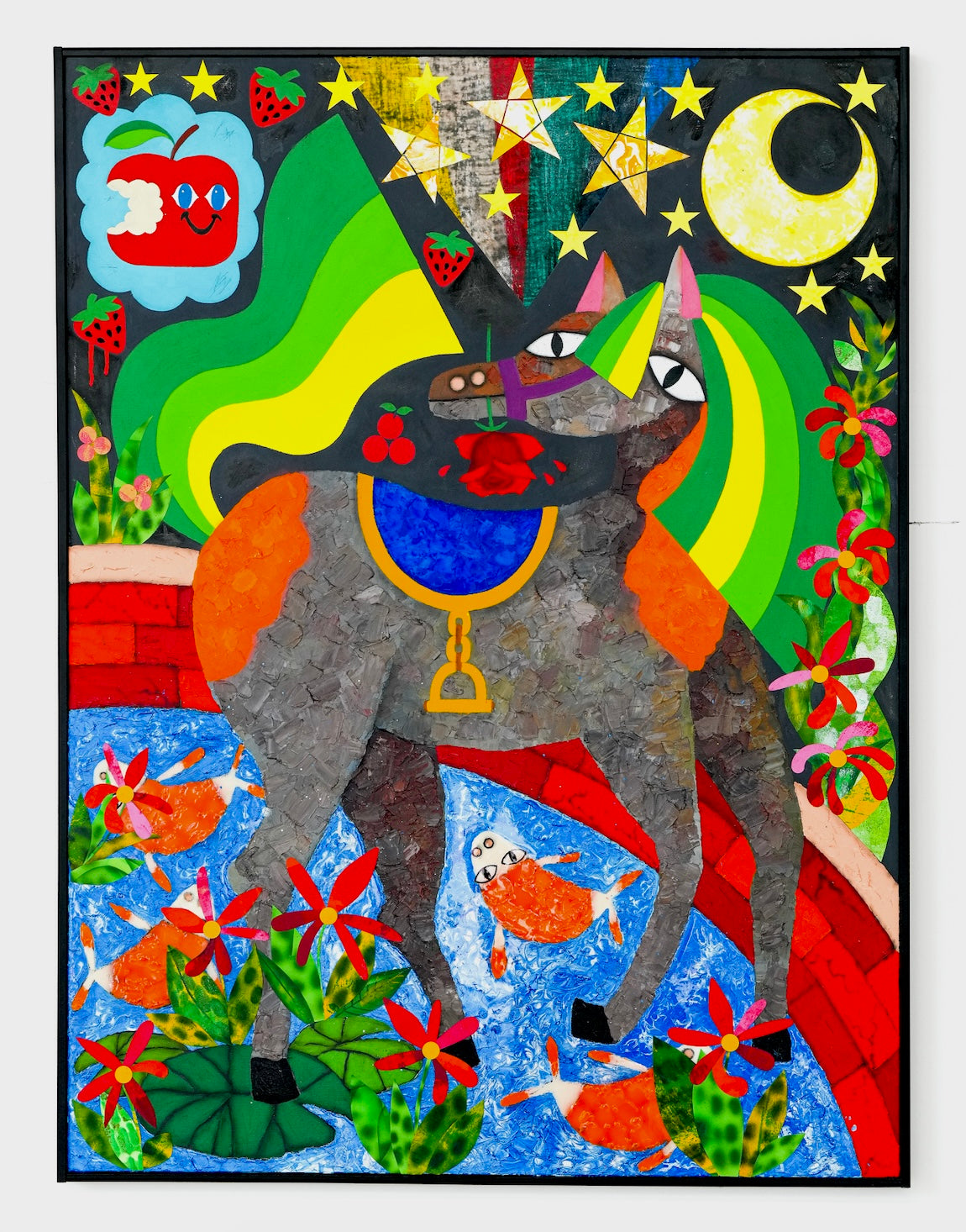 Collage Mosaic Oil 'DOPAMINE' - Oil, Airbrush, Mixed Media Collage, Resin, Vinyl Piper Lewine