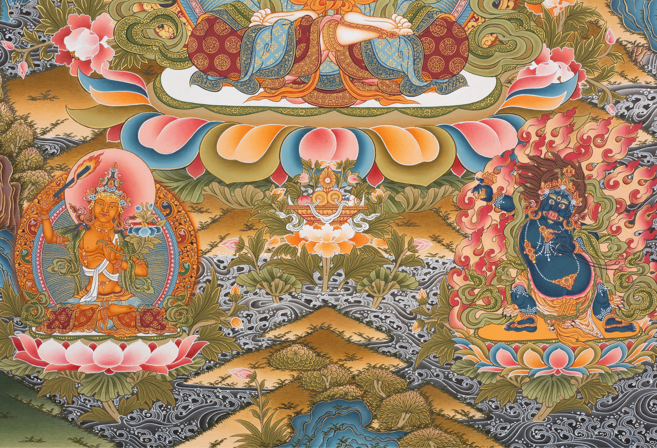 Design Figurative Painting Psychedelic Thanka Visionary 'CHENREZIG' Boudha Stupa Thanka Center
