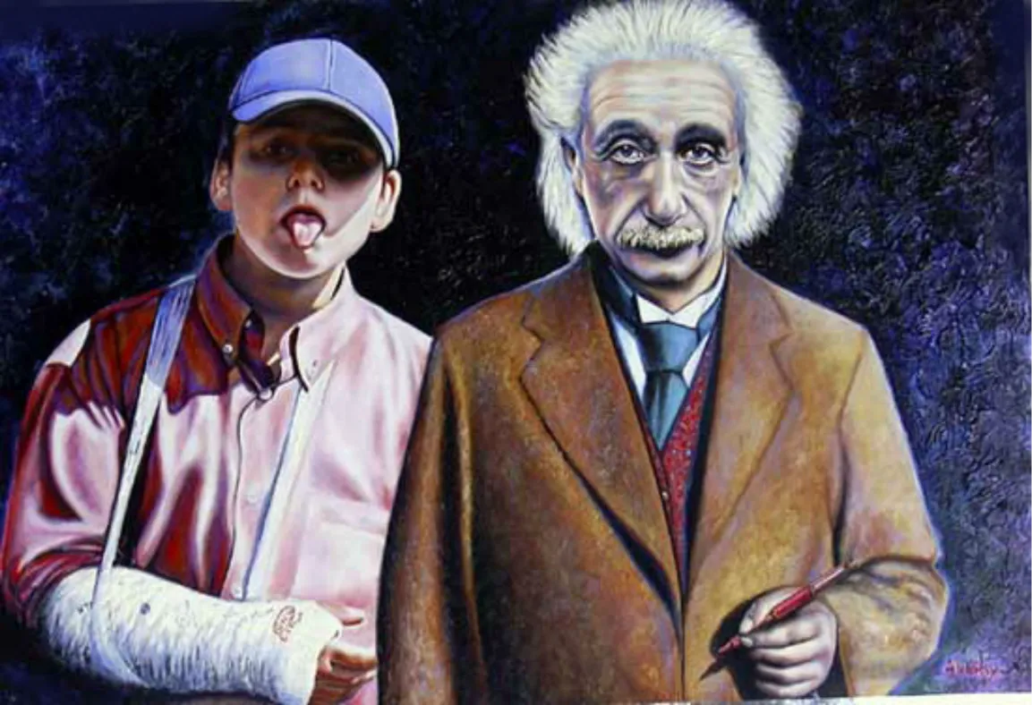 'CONVERSATION AVEC A. EINSTEIN' - Acrylic on Wood Aldéhy