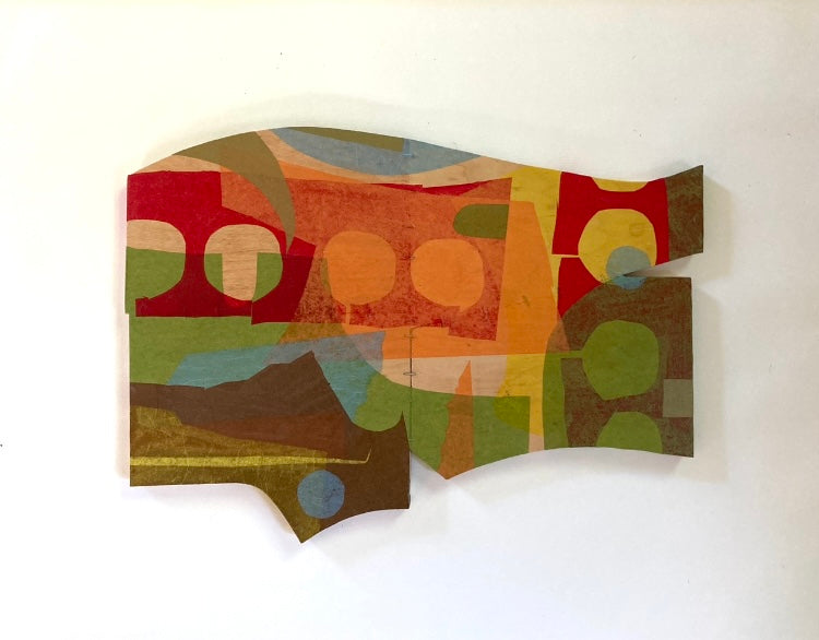 Abstract Geometric Painting 'EVERYTHING'S ALRIGHT #4' Mixed Media on Shaped Wood René Vasquez
