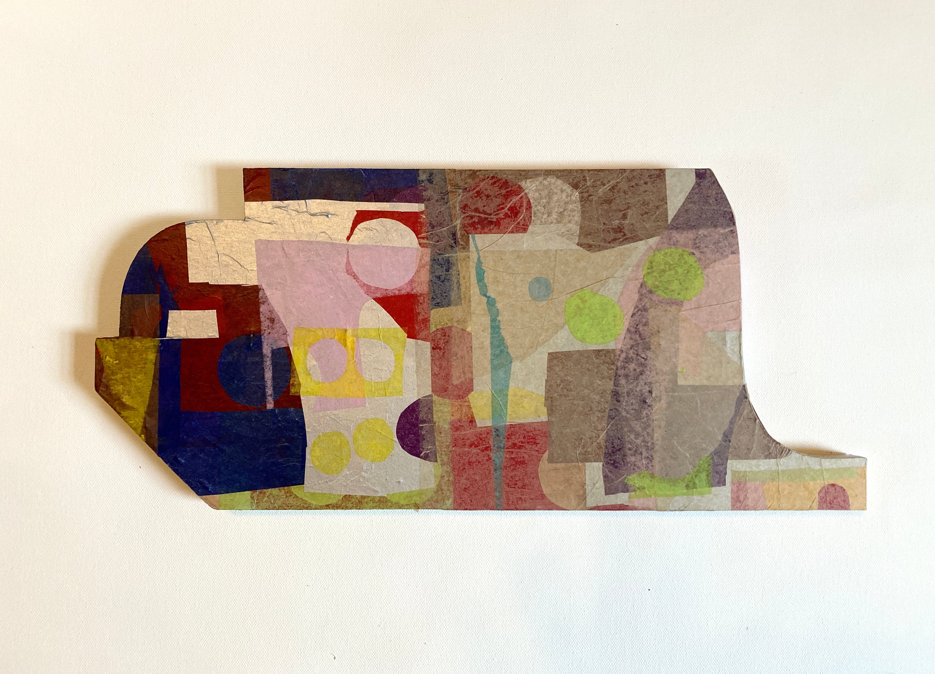 Abstract Geometric Painting 'EVERYTHING'S ALRIGHT #6' Mixed Media on Shaped Wood René Vasquez