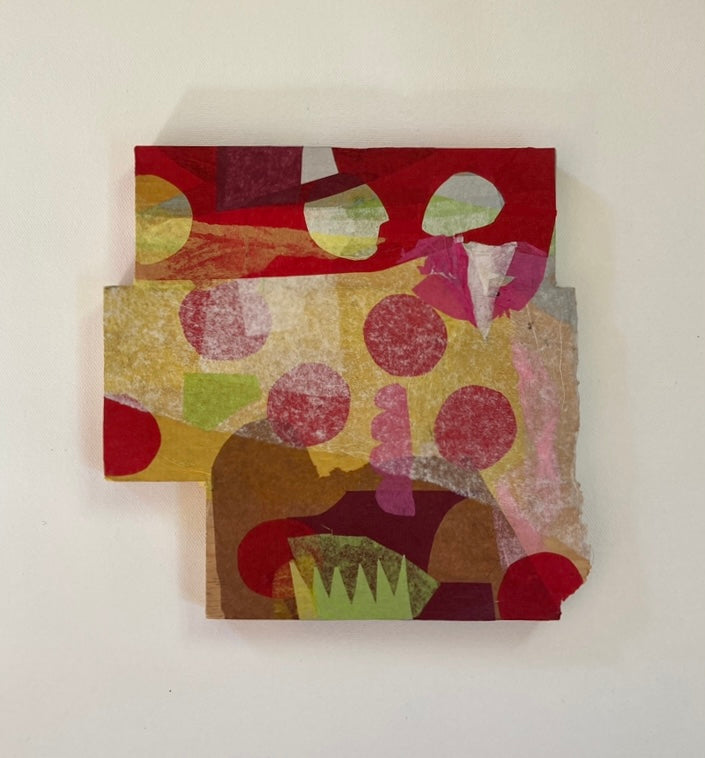 Abstract Geometric Painting 'EVERYTHING'S ALRIGHT #7' Mixed Media on Shaped Wood René Vasquez