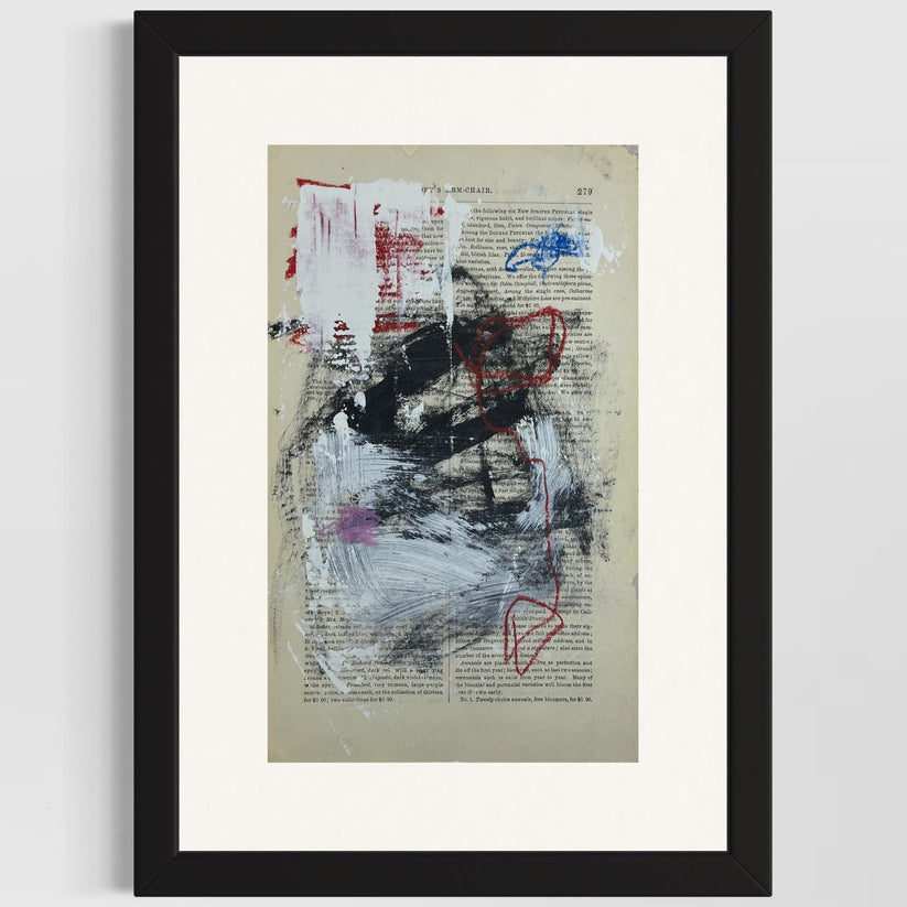 Abstract Mixed Media Painting '1861 PAPER SIGNED #24' - Original Mixed Media Abstract Art Painting Sam Lewis