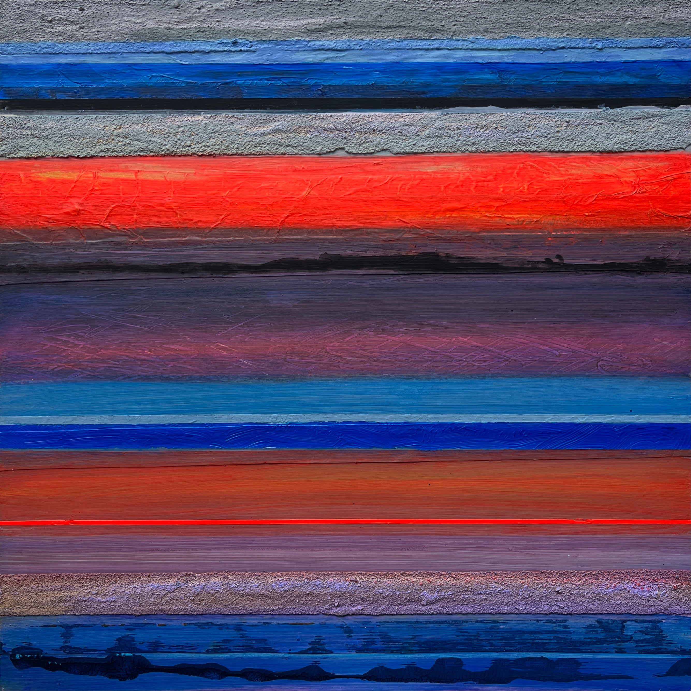 Abstract Acrylic Collage Contemporary Geometric Painting 'HAPTIC BARCODE 2/23' Susanne Meier zu Eissen-Rau