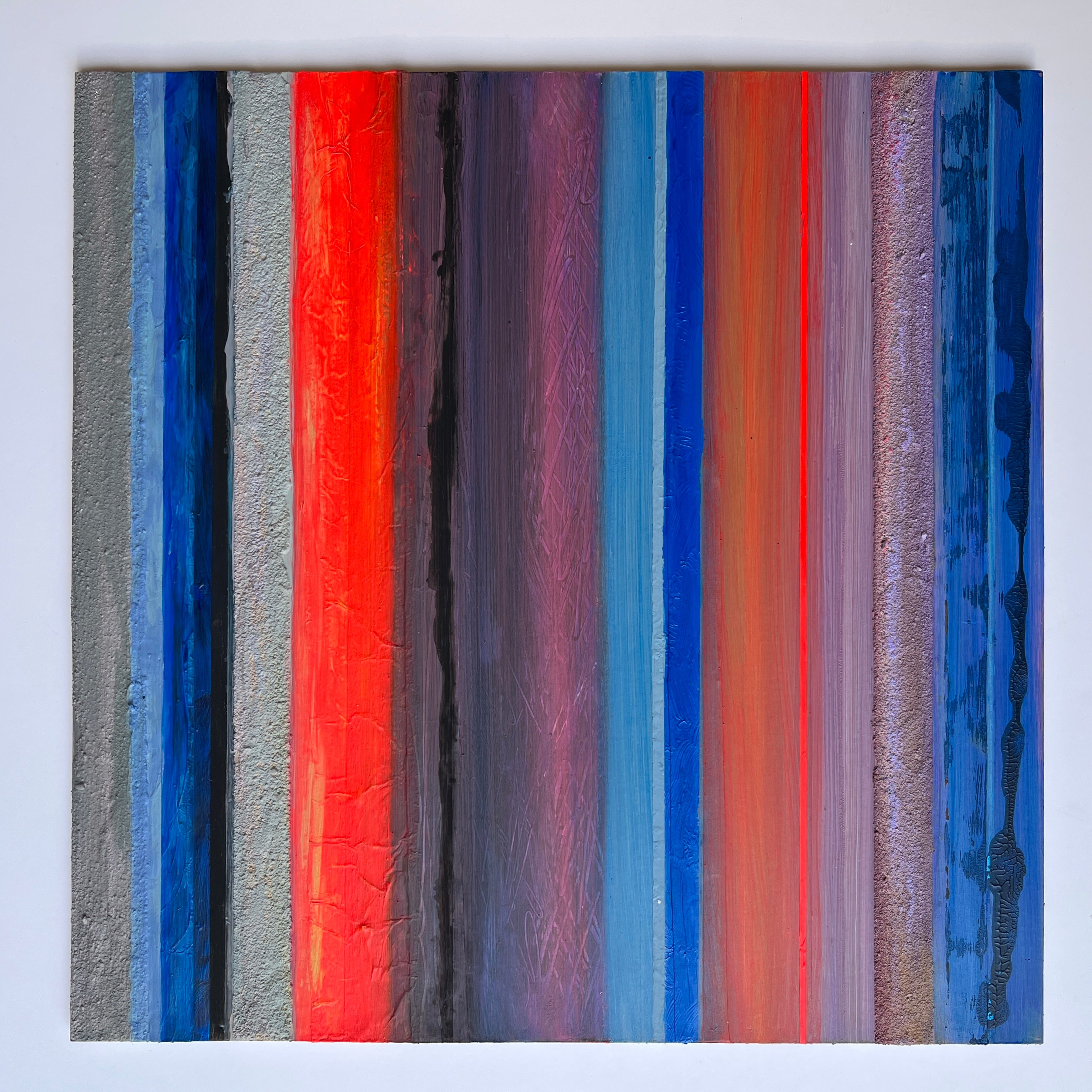 Abstract Acrylic Collage Contemporary Geometric Painting 'HAPTIC BARCODE 2/23' Susanne Meier zu Eissen-Rau