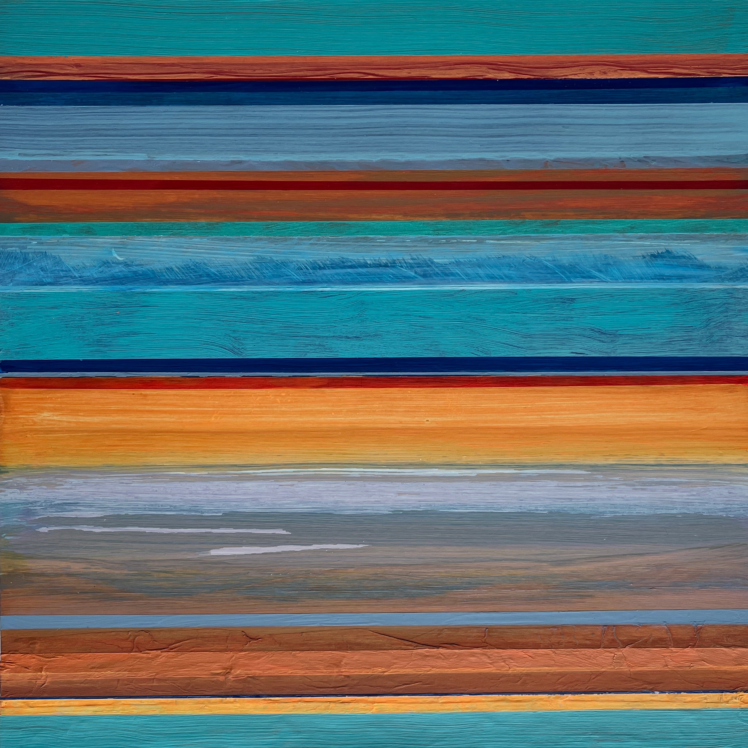 Abstract Acrylic Collage Contemporary Geometric Painting 'HAPTIC BARCODE 4/23' Susanne Meier zu Eissen-Rau