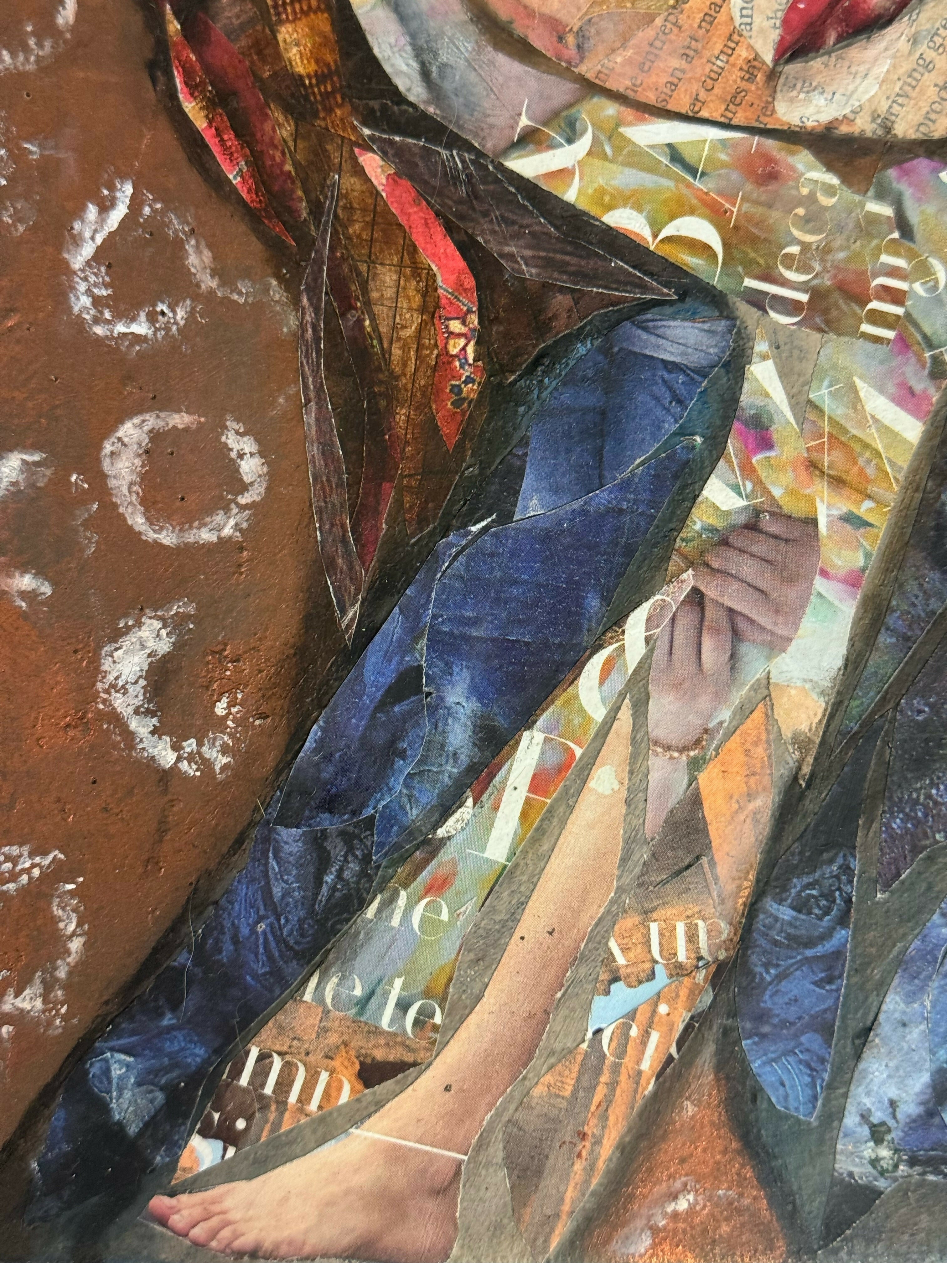 Collage Feminist Art Figurative Surrealist Collage 'IN A MOOD' - Mixed Media on Canvas Denise Jones Adler