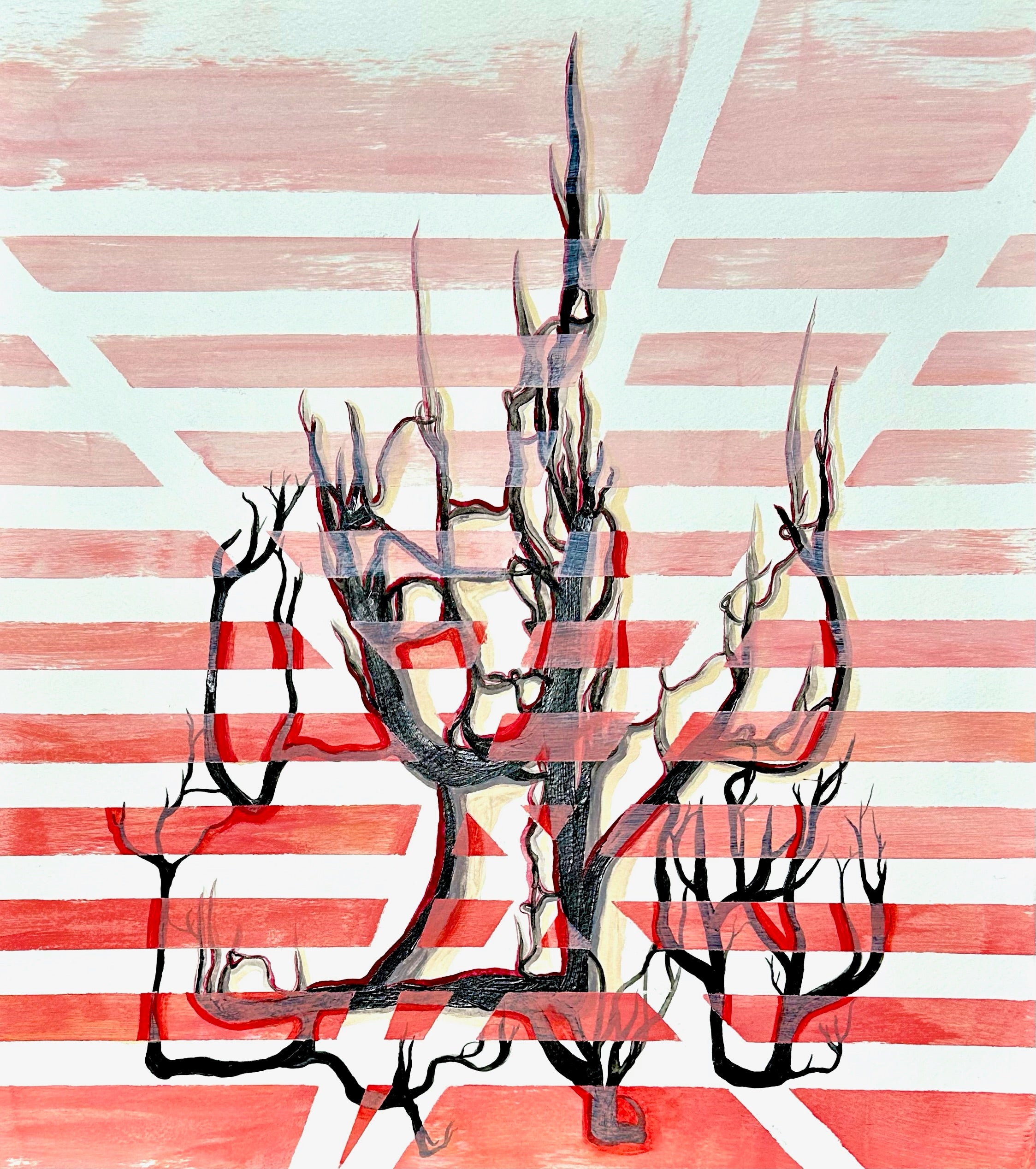 Acrylic Paint Watercolor 'THE TANGLE' - Acrylic Paint on Watercolor Paper June McCall
